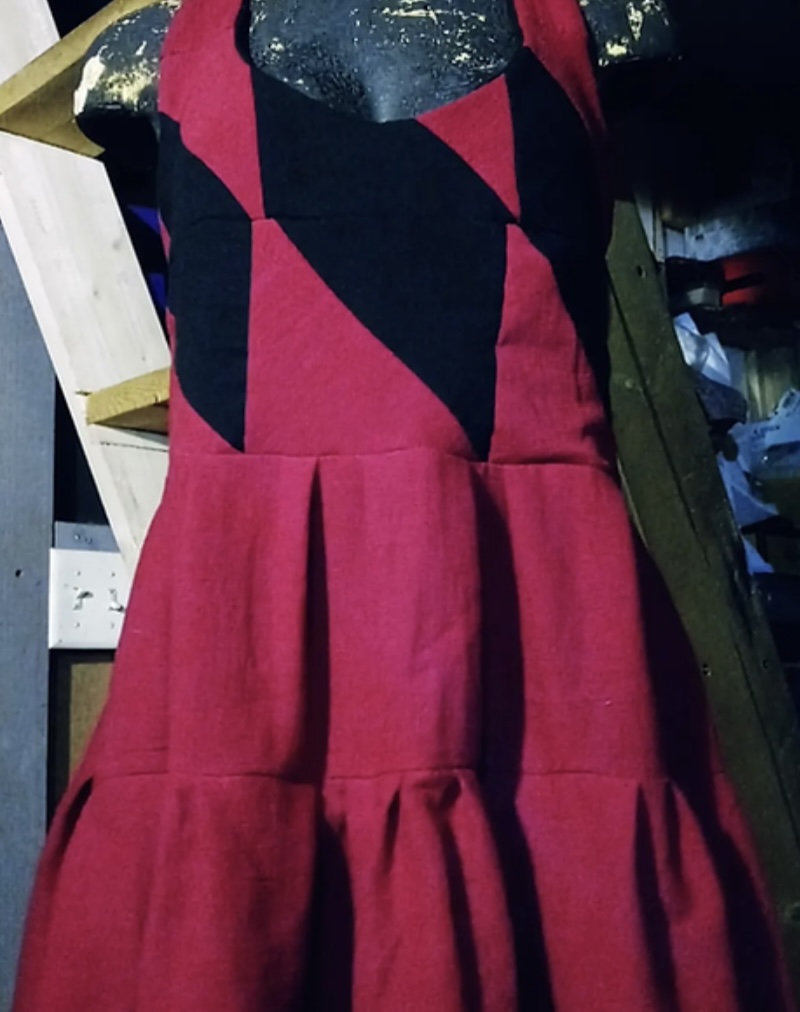 Black and red corset back open top