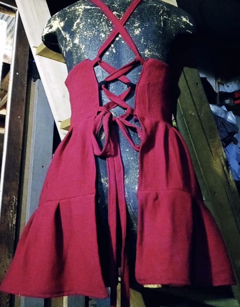 Black and red corset back open top