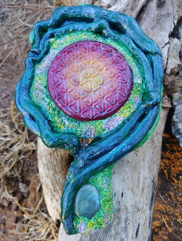 Flower of life earth magic hand mirror