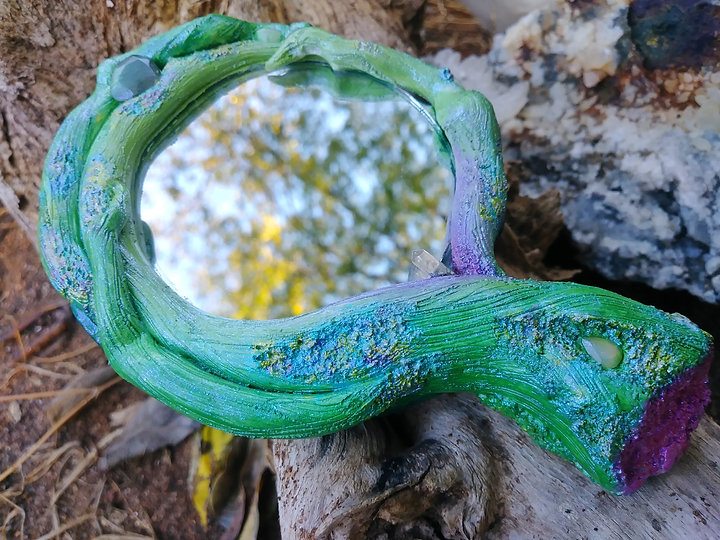 Flower of life earth magic hand mirror