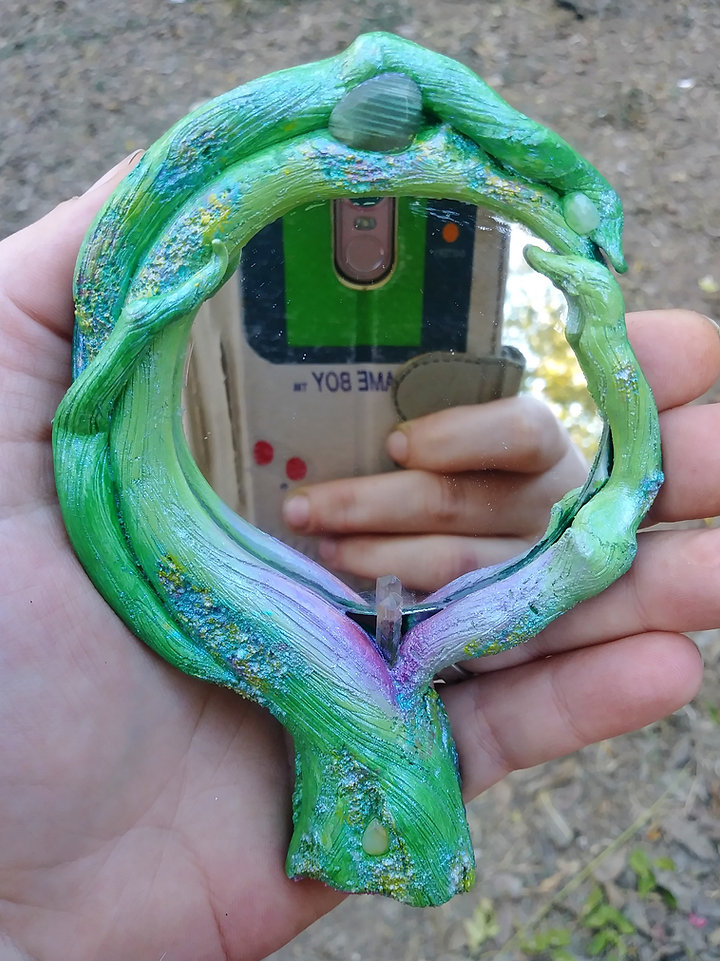 Flower of life earth magic hand mirror