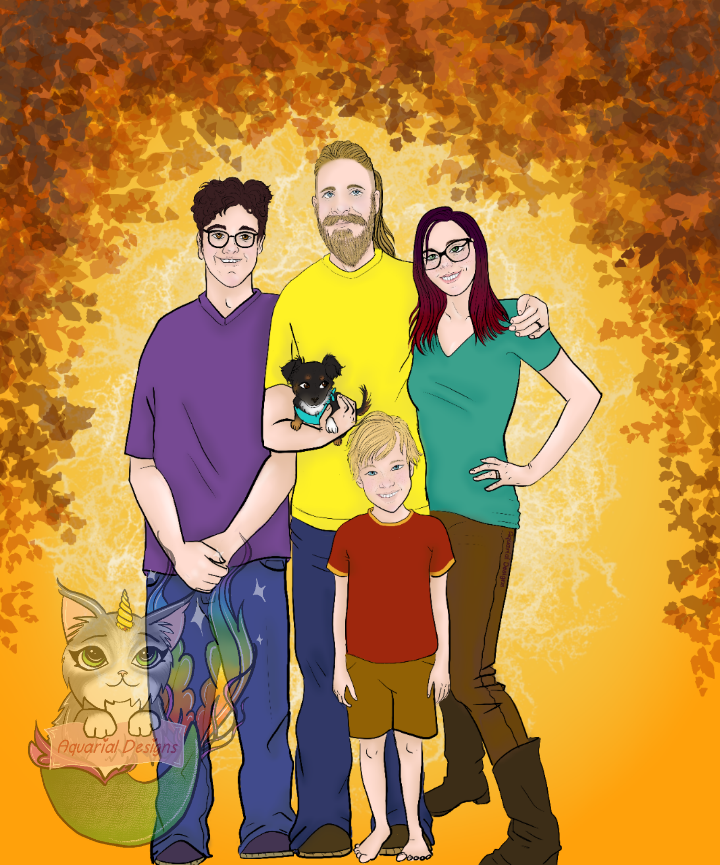 Custom family portrait digital drawing