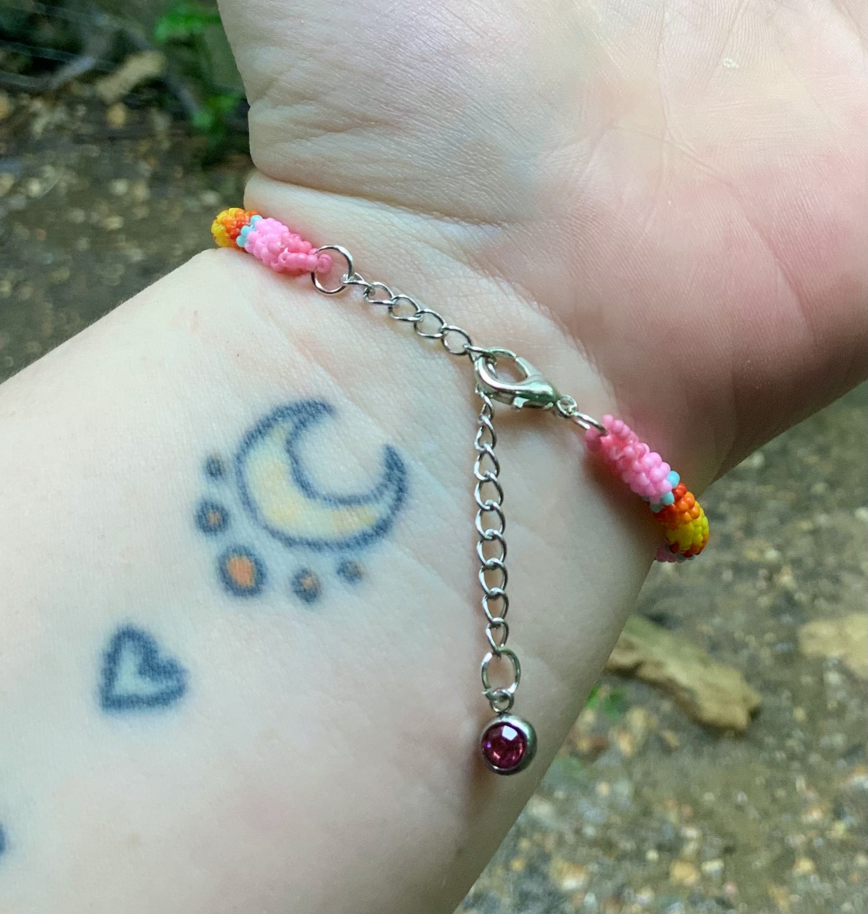 Pink stripes beaded bracelet 
