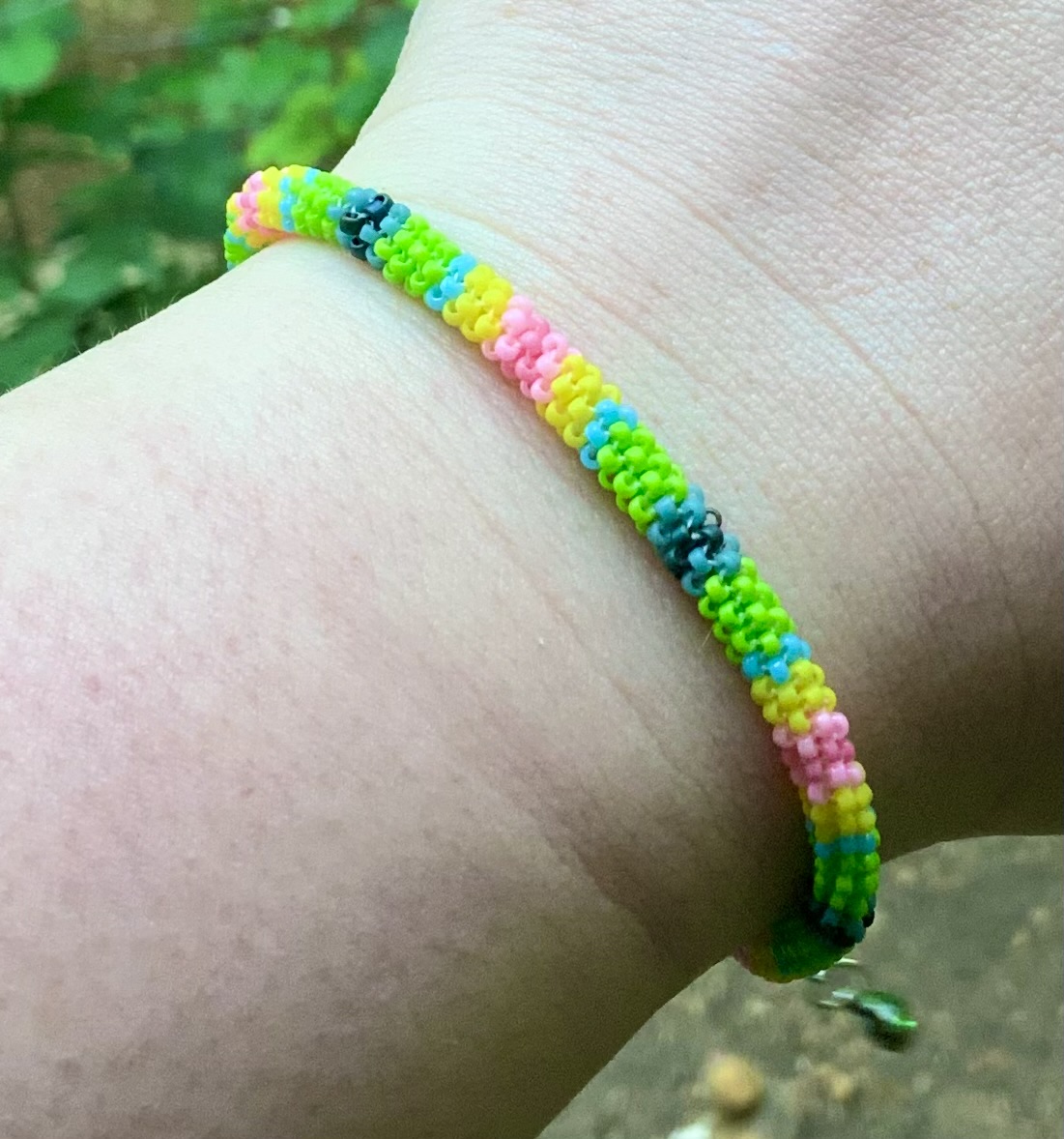 Neon green Easter bits beaded bracelet 
