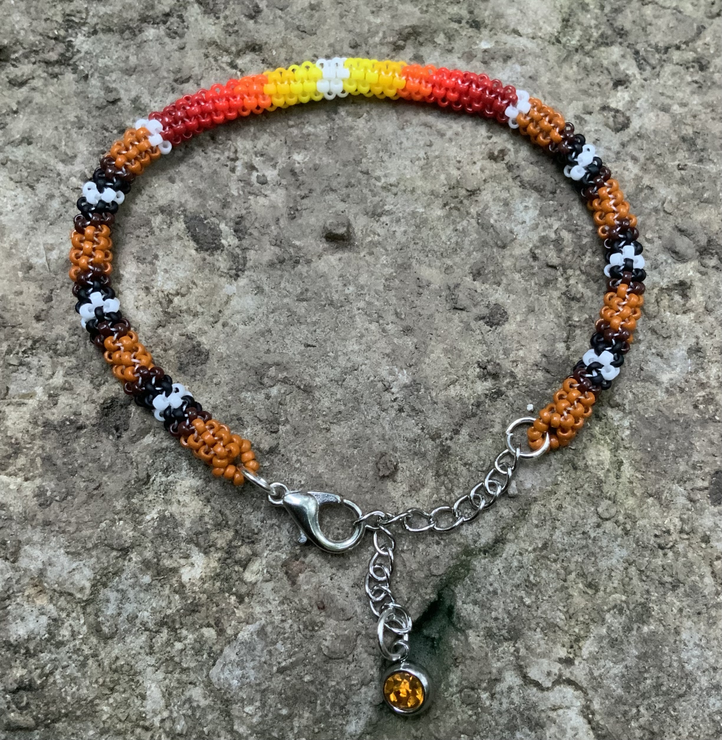 Earthy fire beaded bracelet