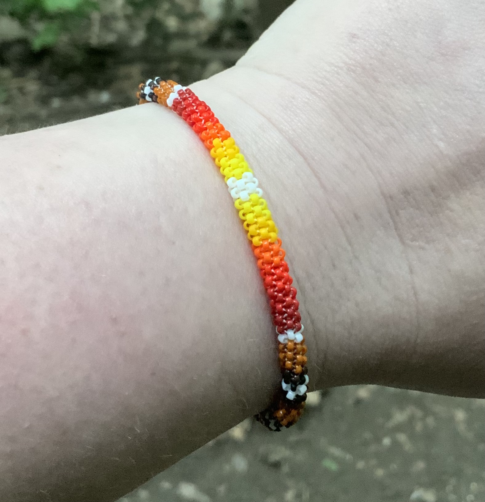Earthy fire beaded bracelet