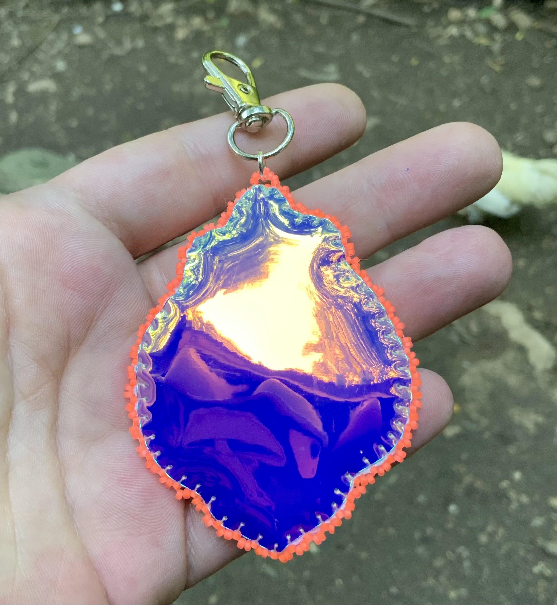 Purple labradorite hybrid beaded and embroidered charm