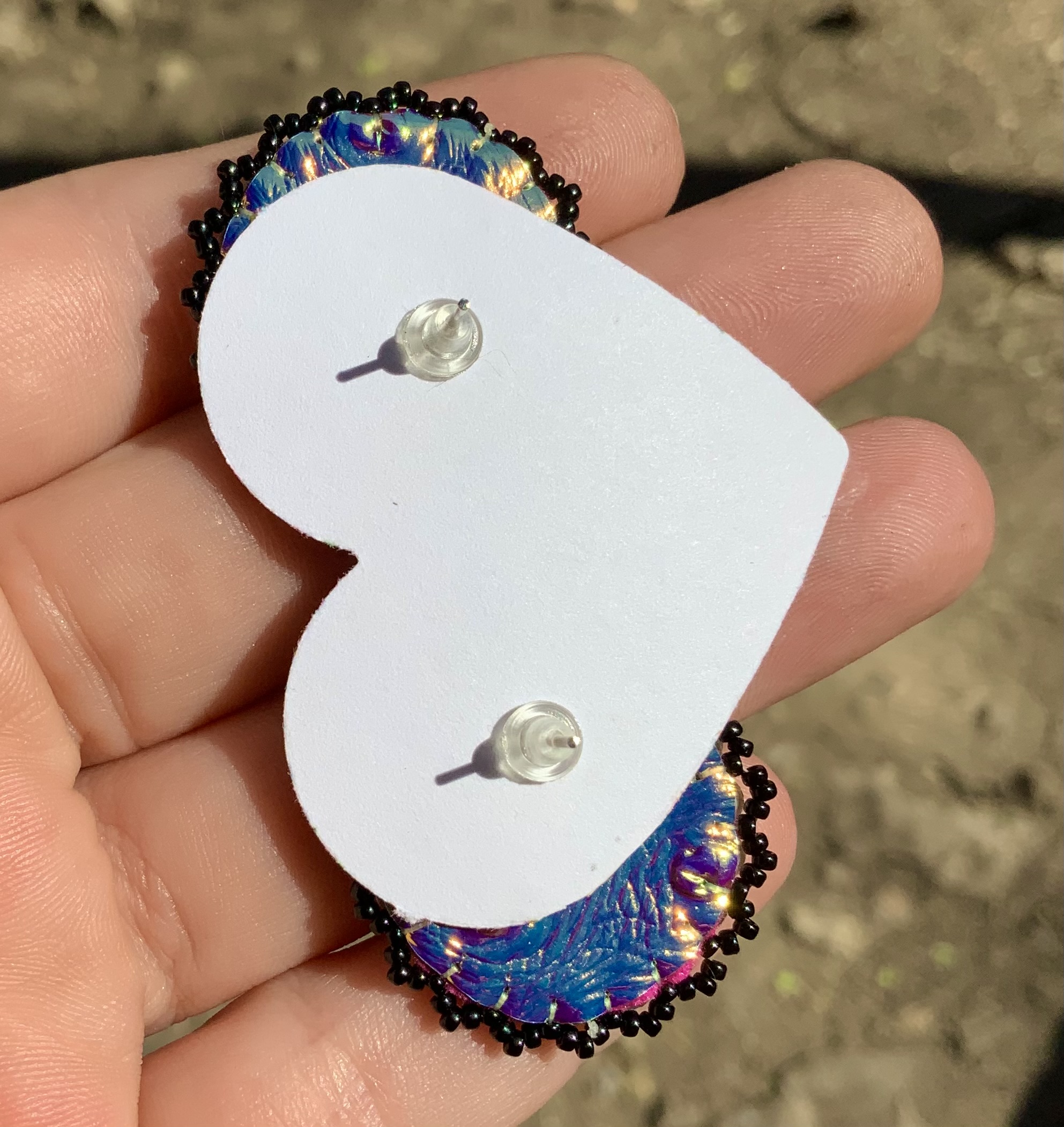 Vaporwave beaded medallion post earrings