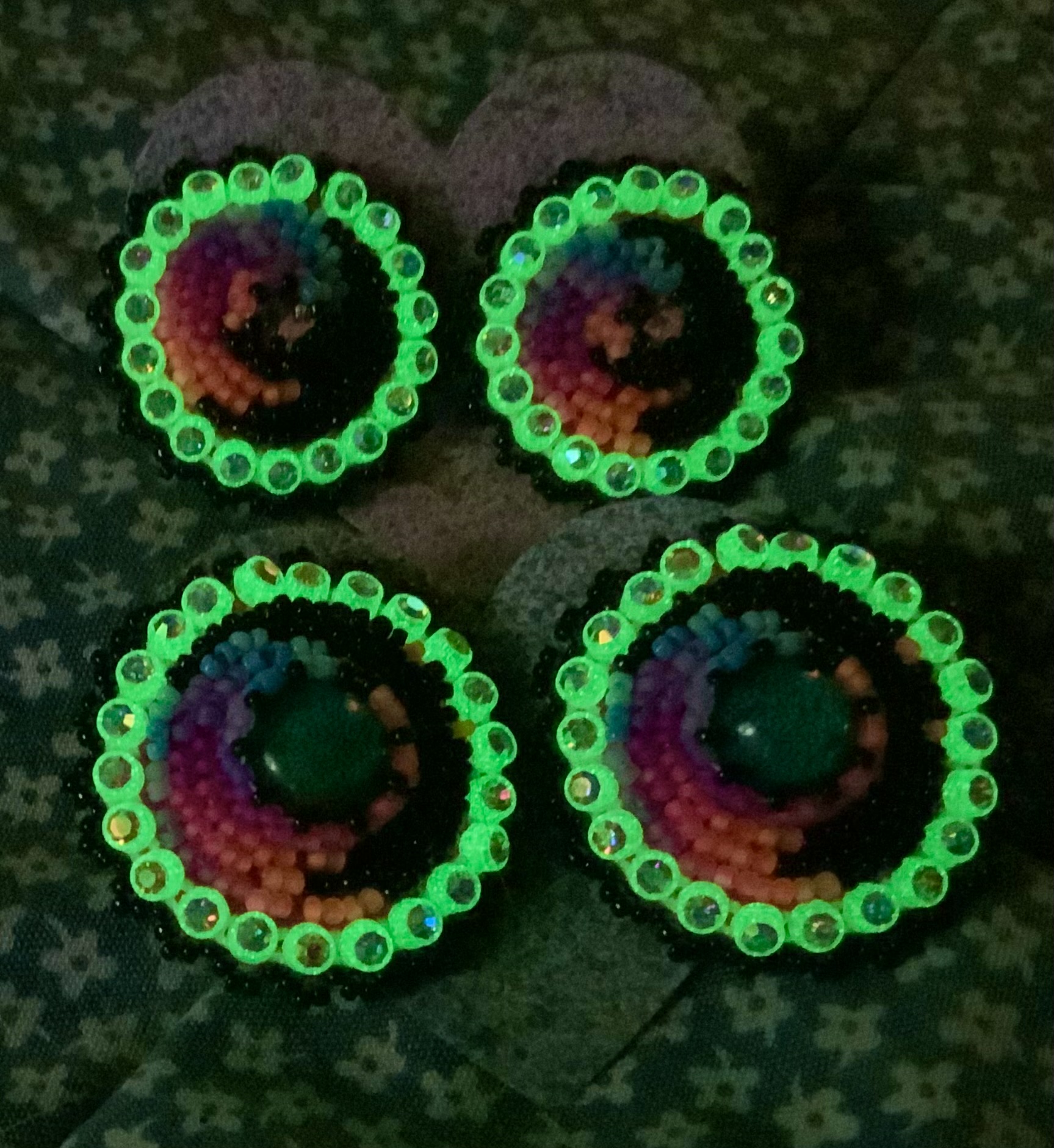 Vaporwave beaded medallion post earrings