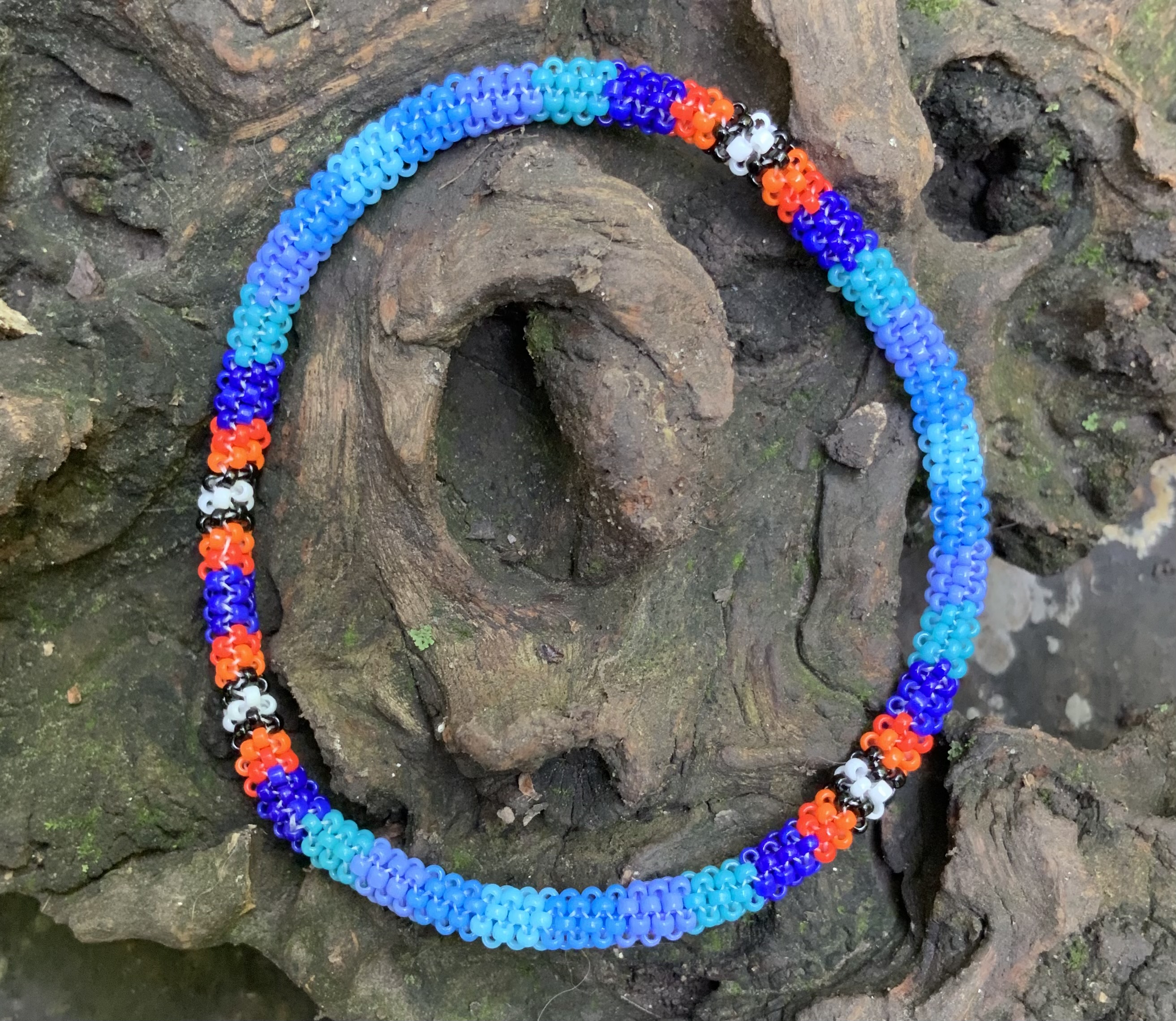 Blue fire beaded bracelet