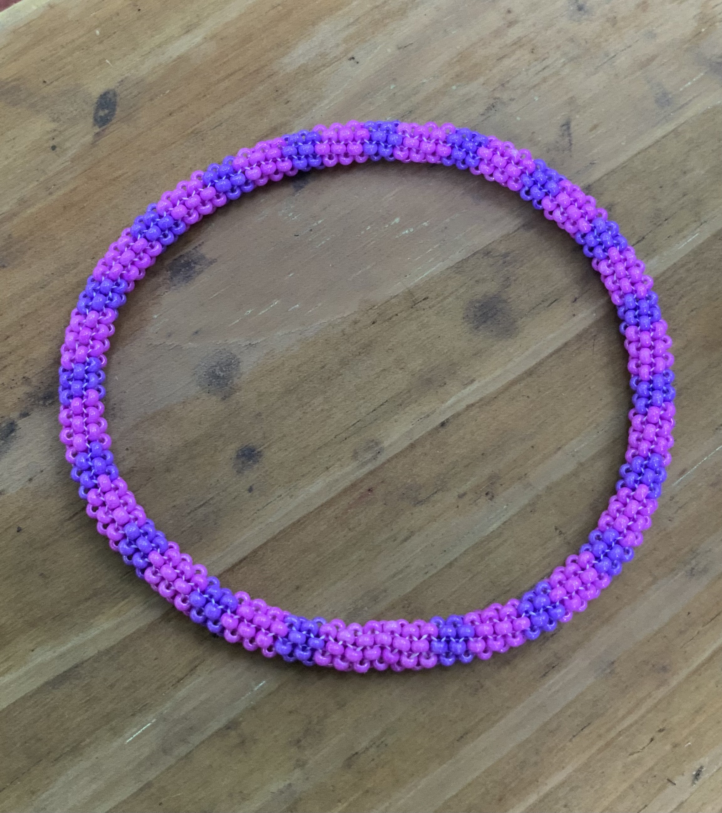 Purple stripes beaded bracelet 
