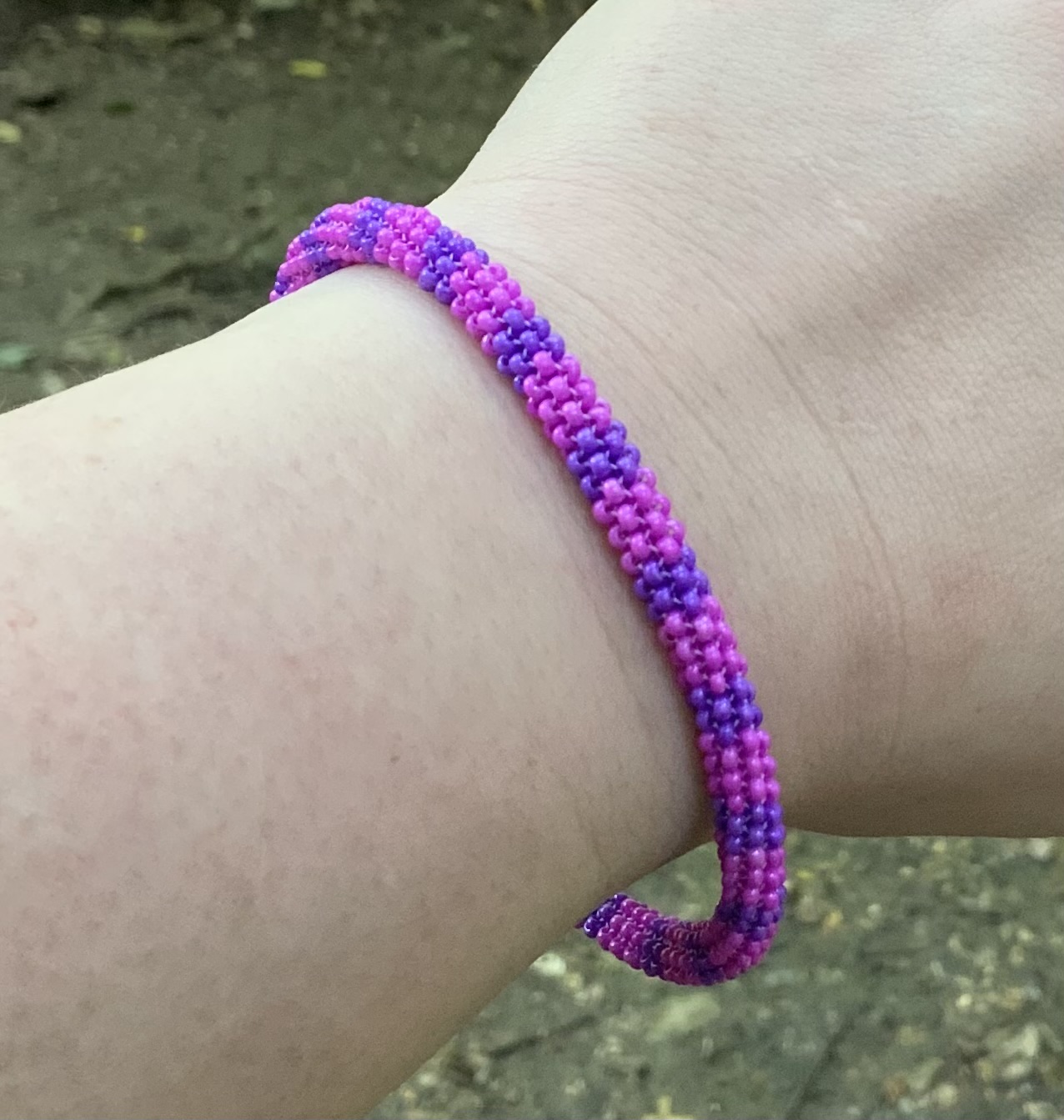 Purple stripes beaded bracelet 
