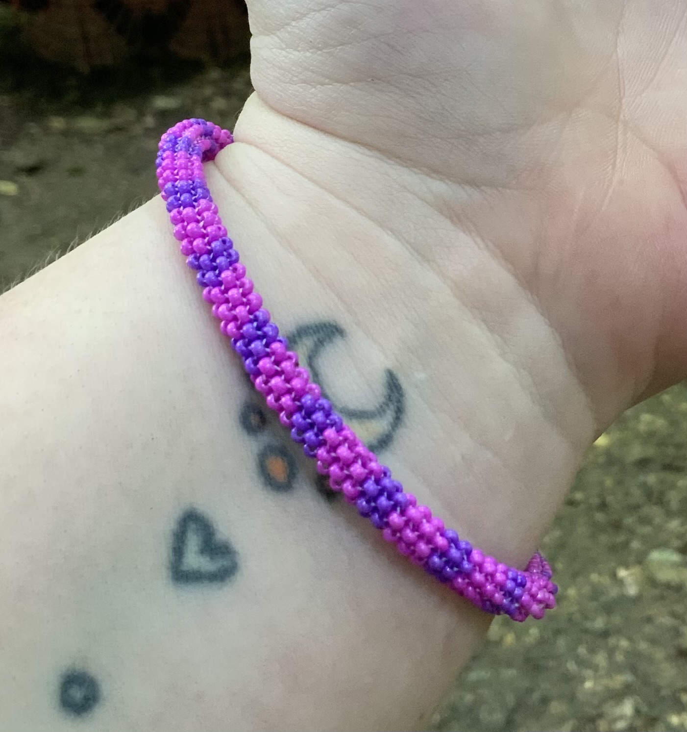 Purple stripes beaded bracelet 
