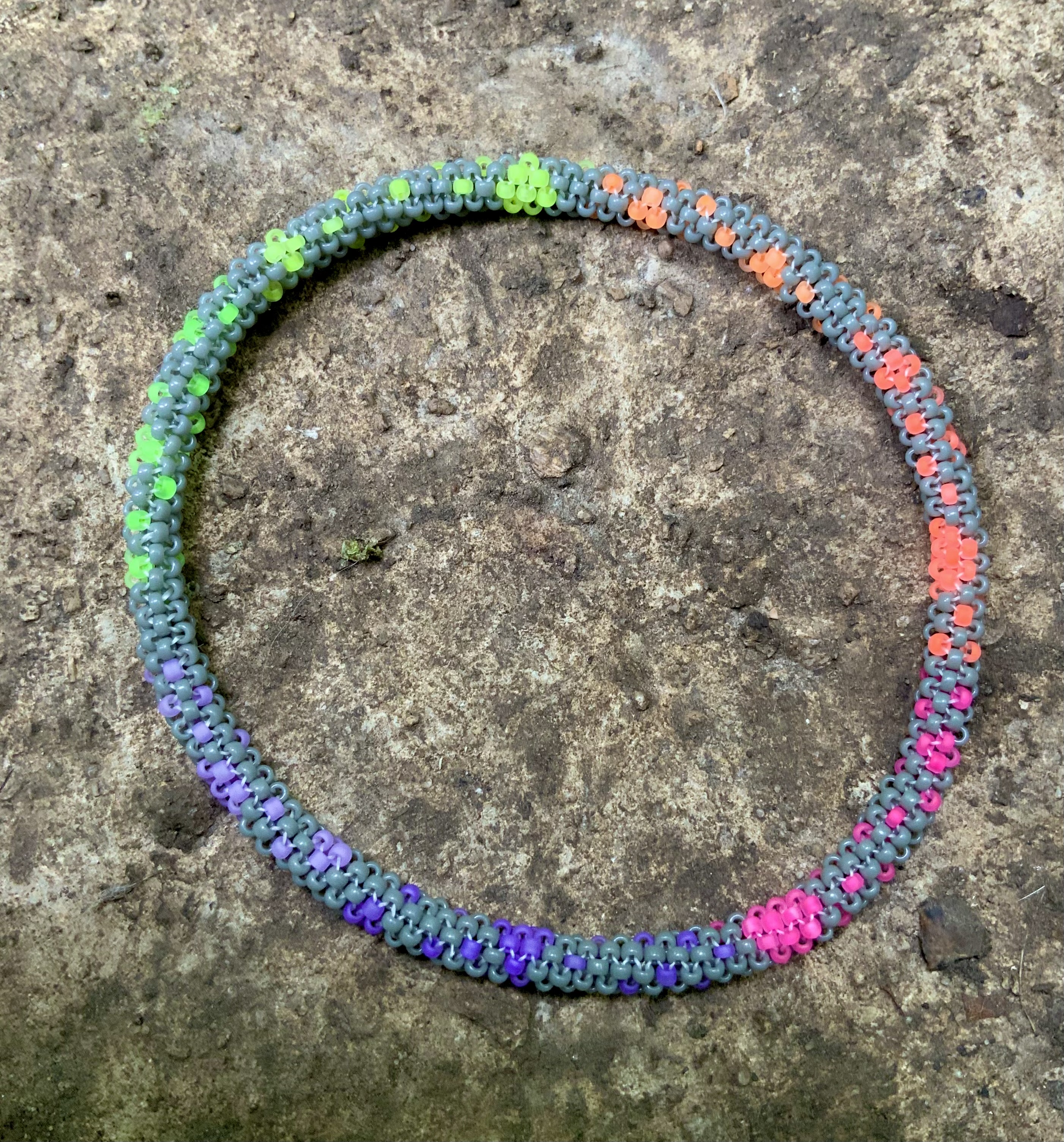 Rainbow in a grey sky beaded bracelet