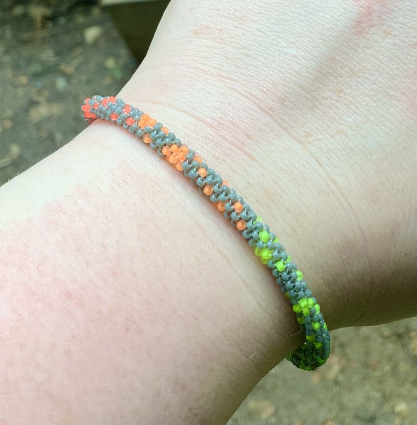 Rainbow in a grey sky beaded bracelet