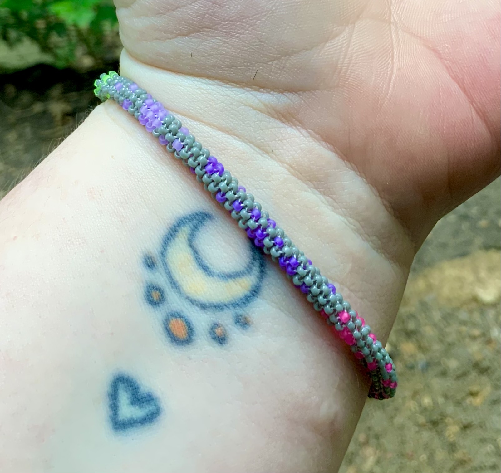 Rainbow in a grey sky beaded bracelet