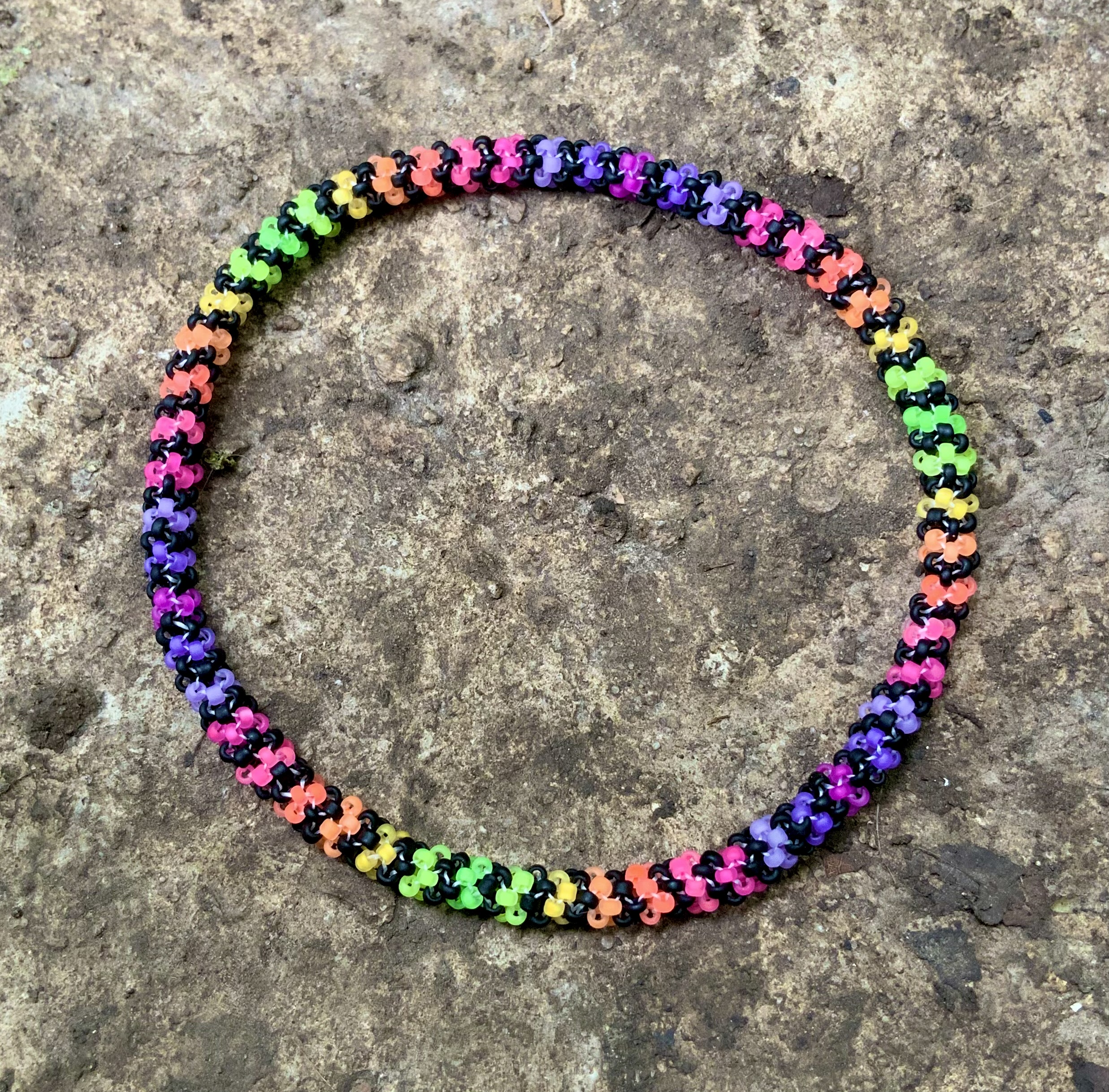 Vaporwave stripe beaded bracelet 