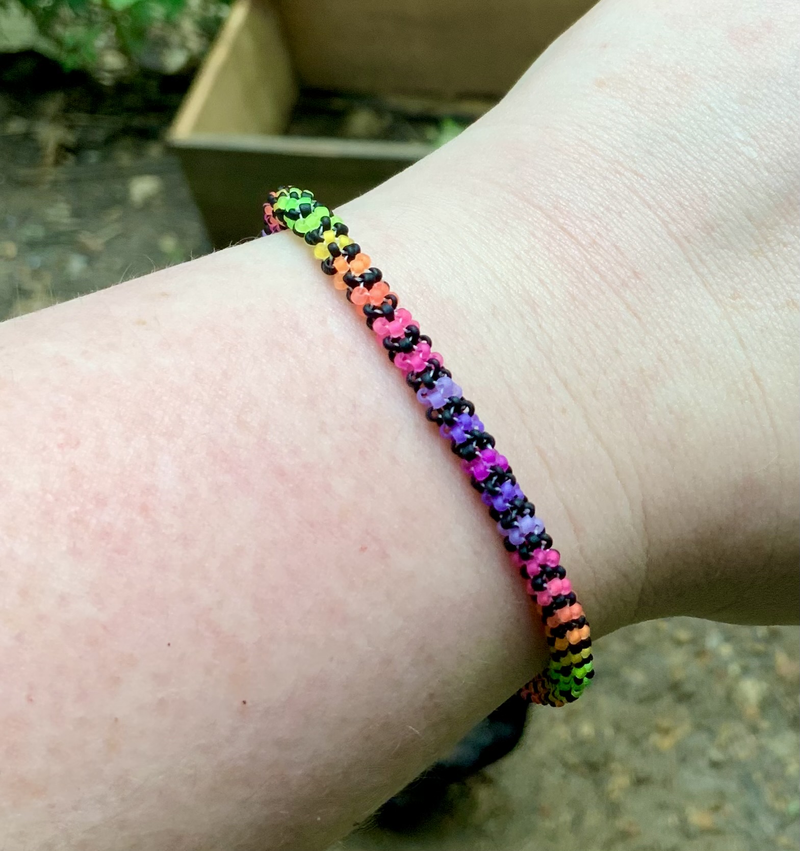 Vaporwave stripe beaded bracelet 