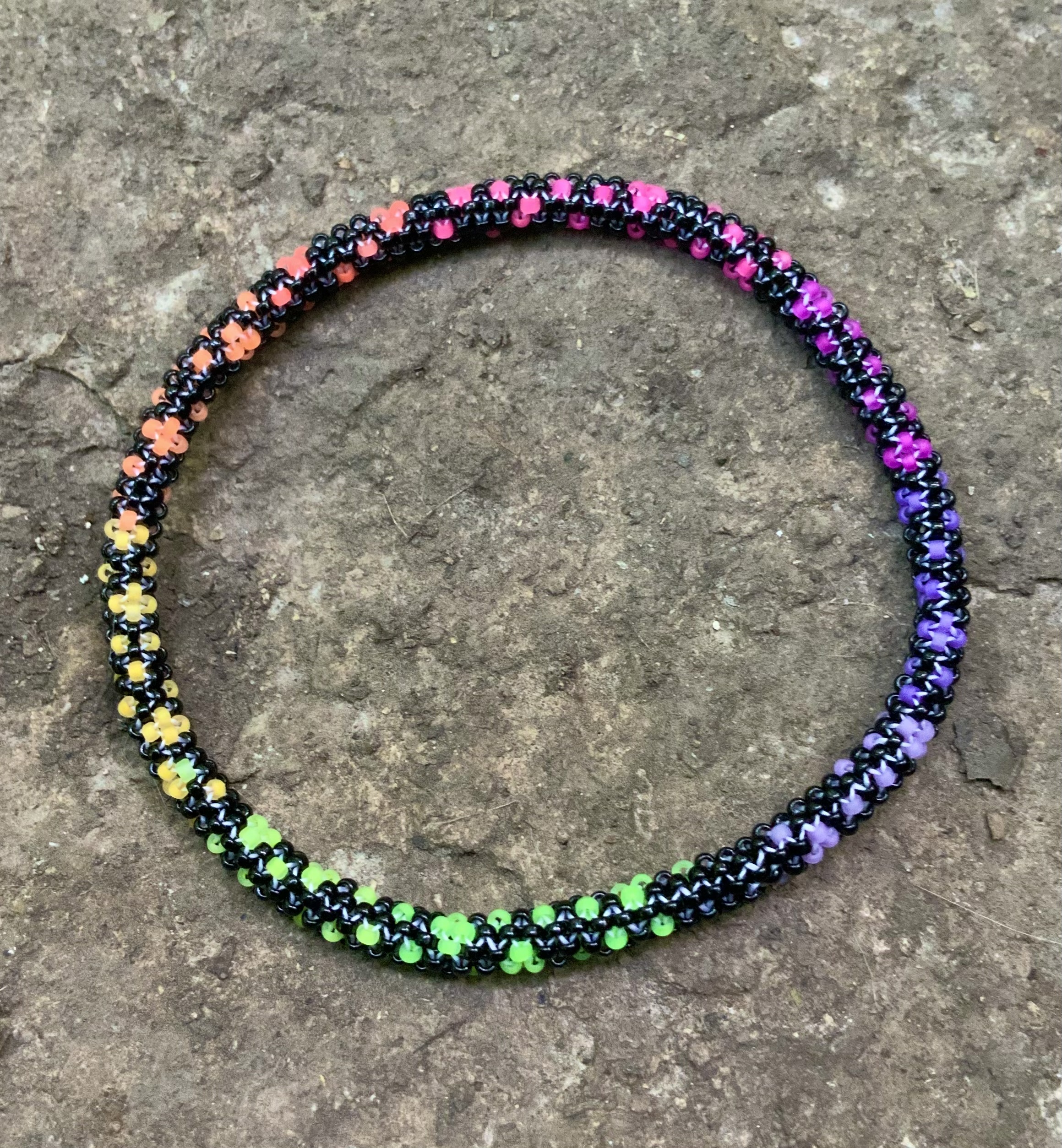 Midnight rainbow beaded bracelet