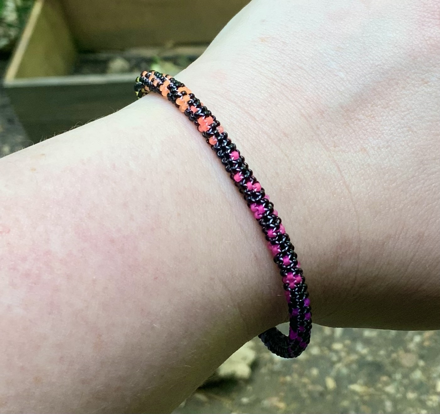 Midnight rainbow beaded bracelet