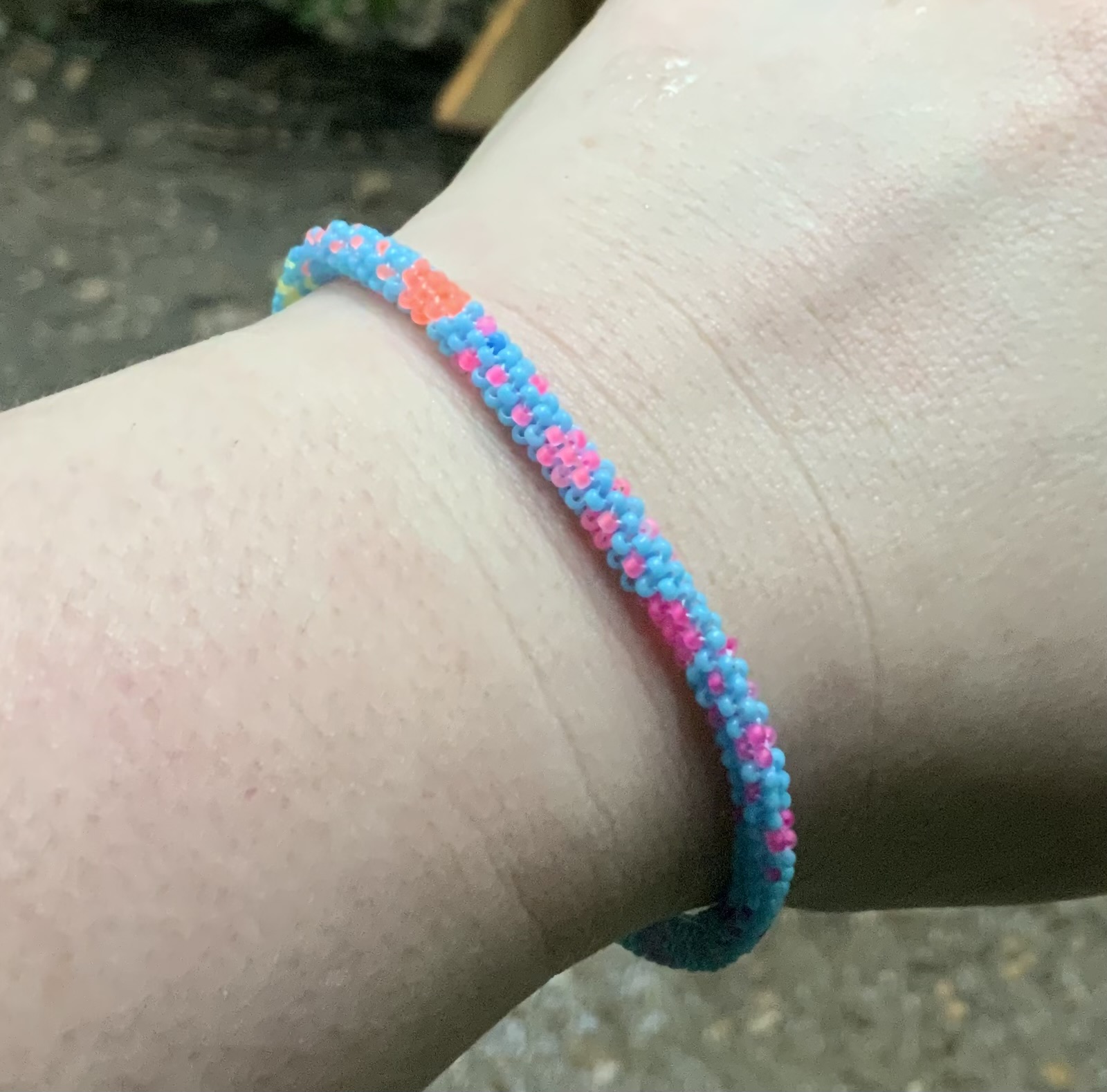 Blue skys, smiling at me beaded bracelet