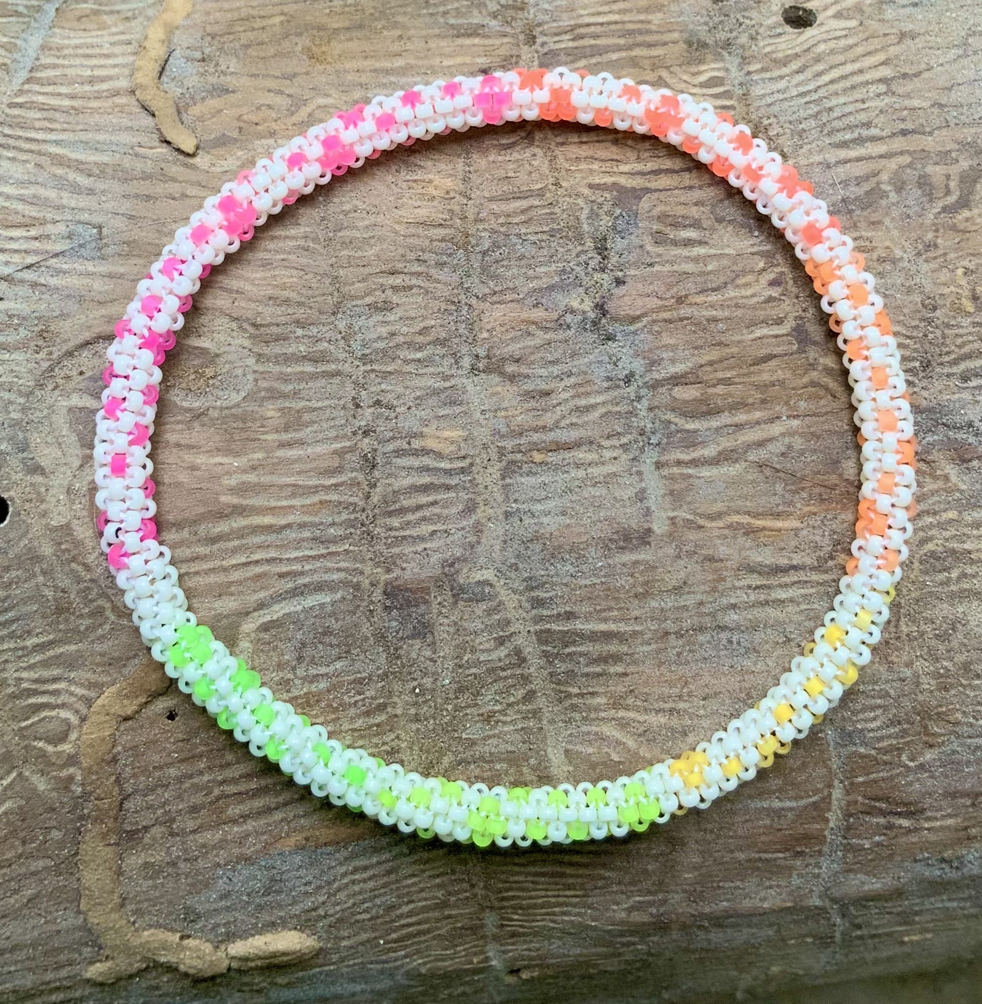 Snowfall rainbow beaded bracelet