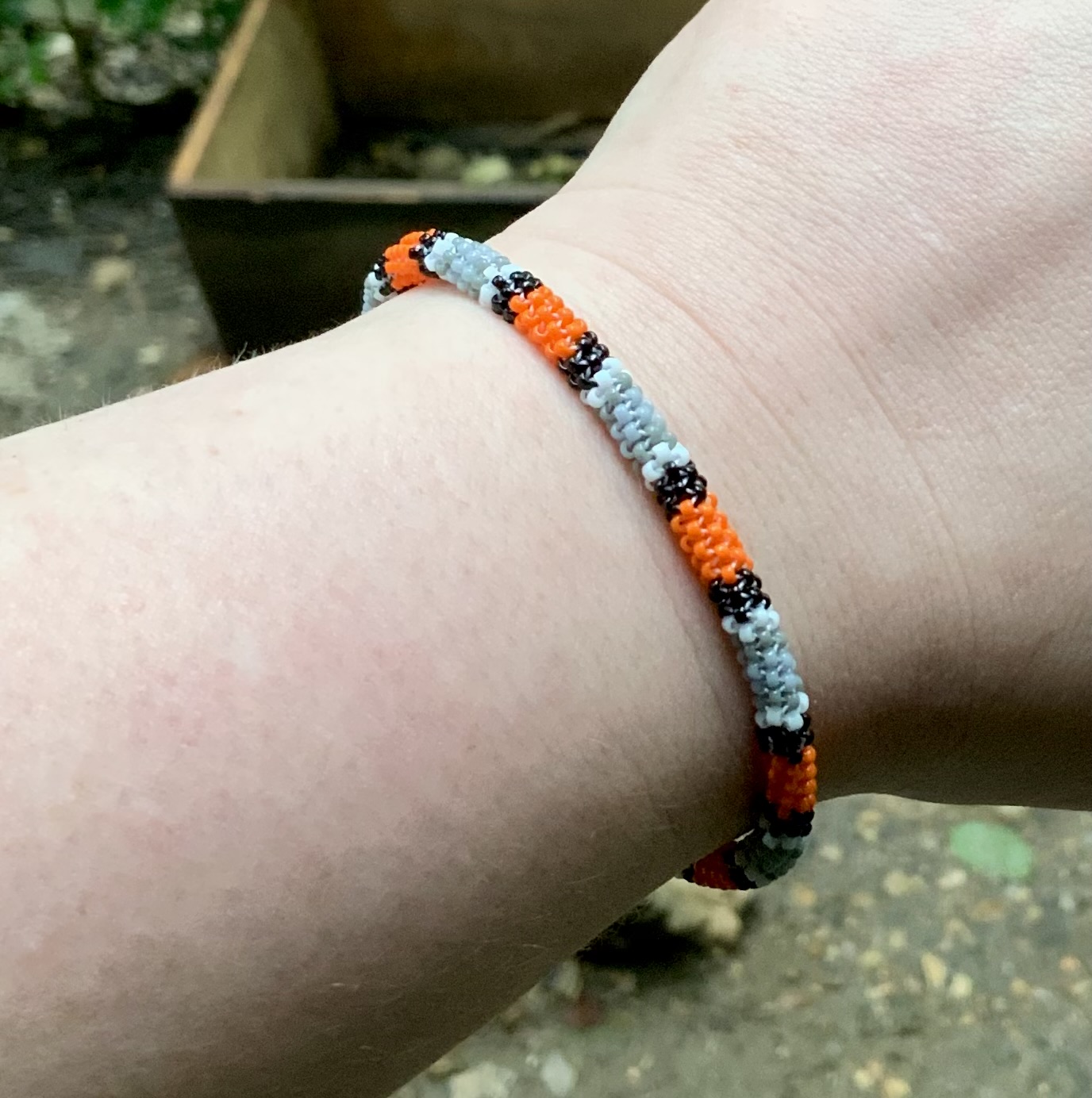 Custom pumpkin snake beaded bracelet