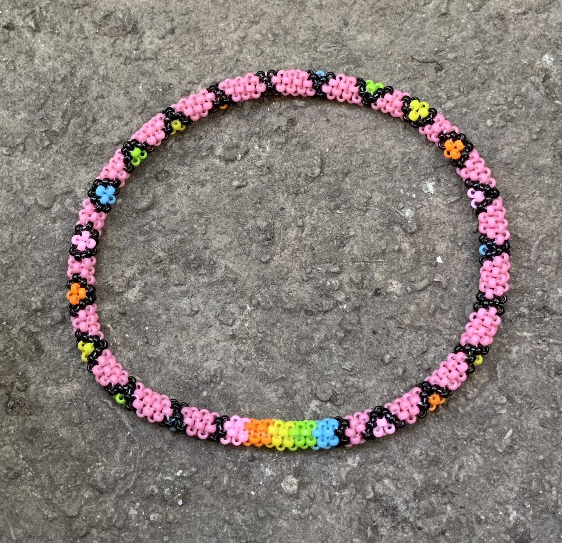 Rainbow strawberry milk beaded bracelet 