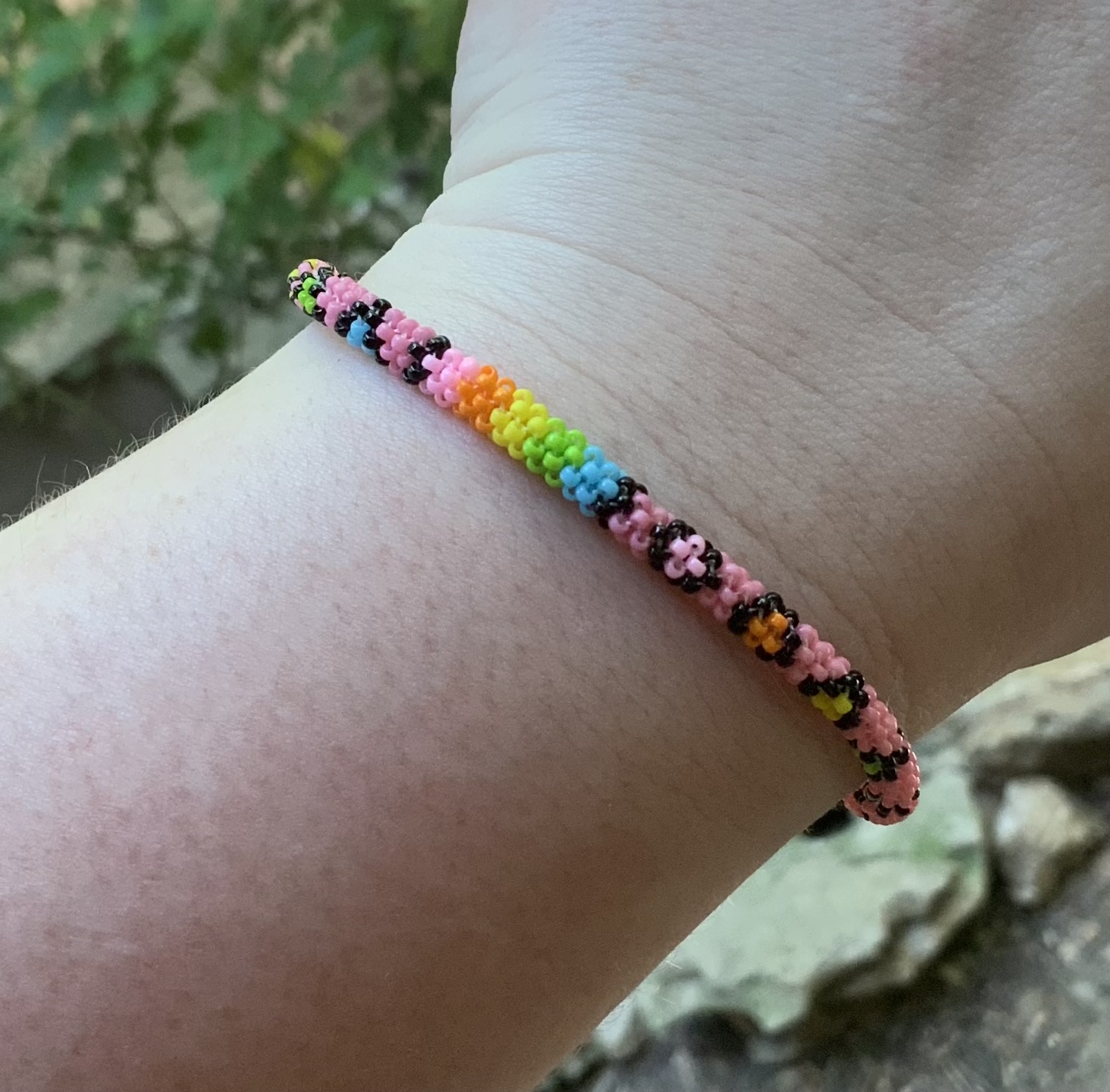 Rainbow strawberry milk beaded bracelet 