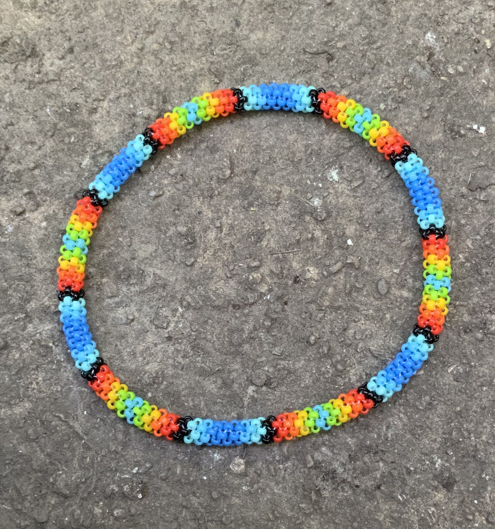 Rainbow blues beaded bracelet 