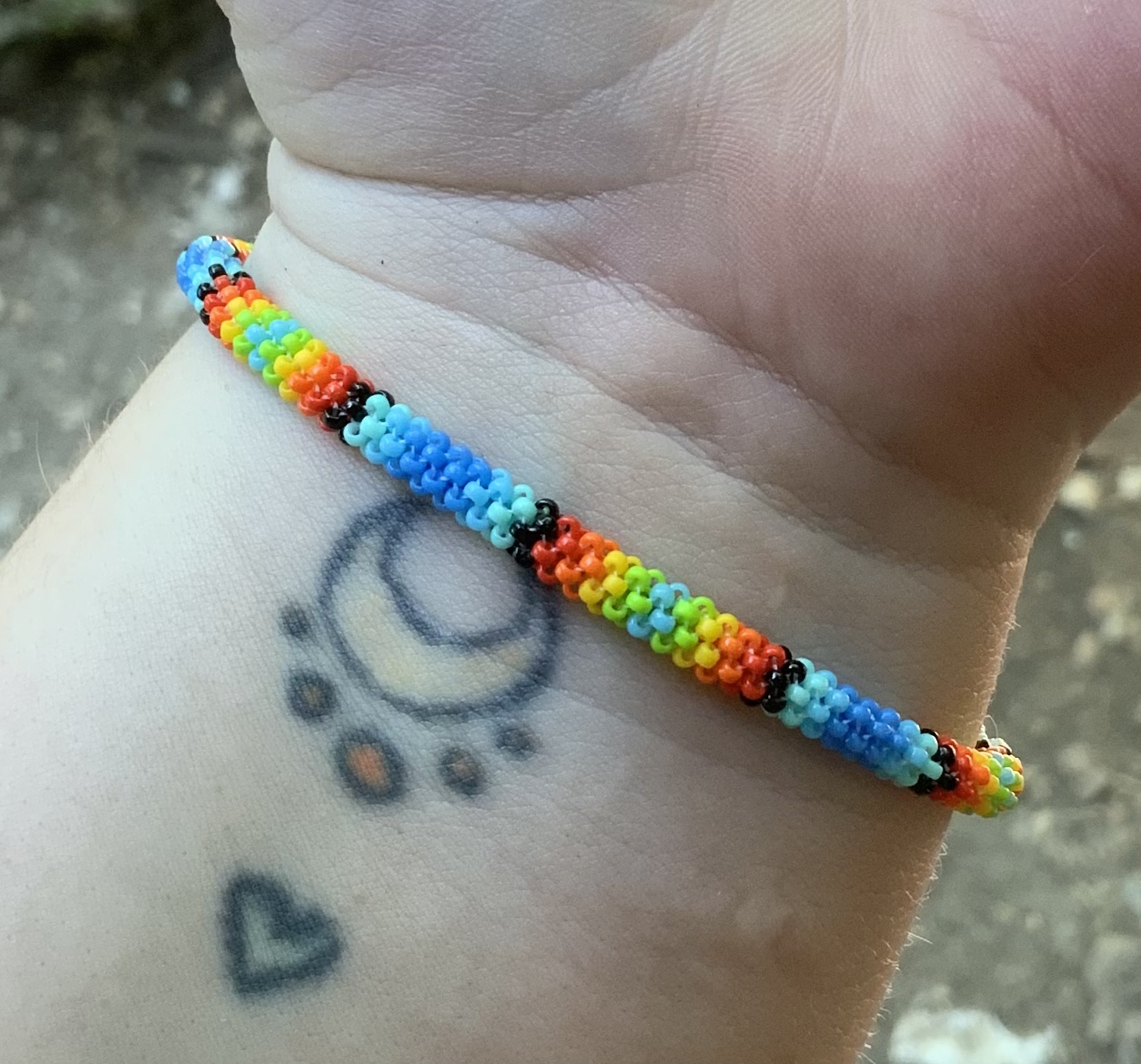 Rainbow blues beaded bracelet 