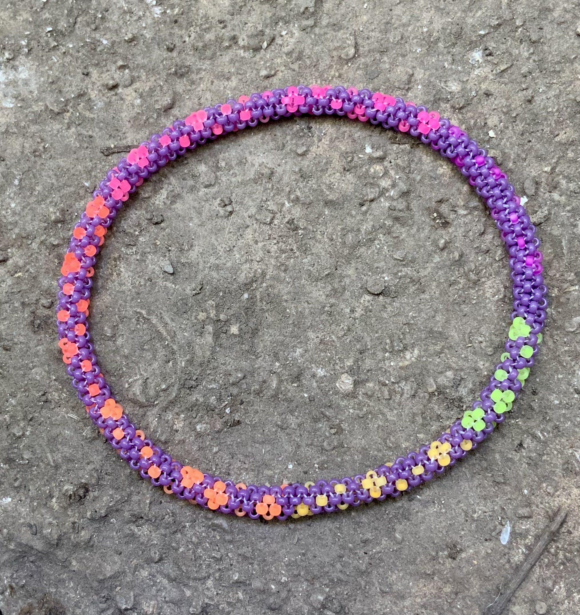 Purple rainbow sprinkle beaded bracelet 