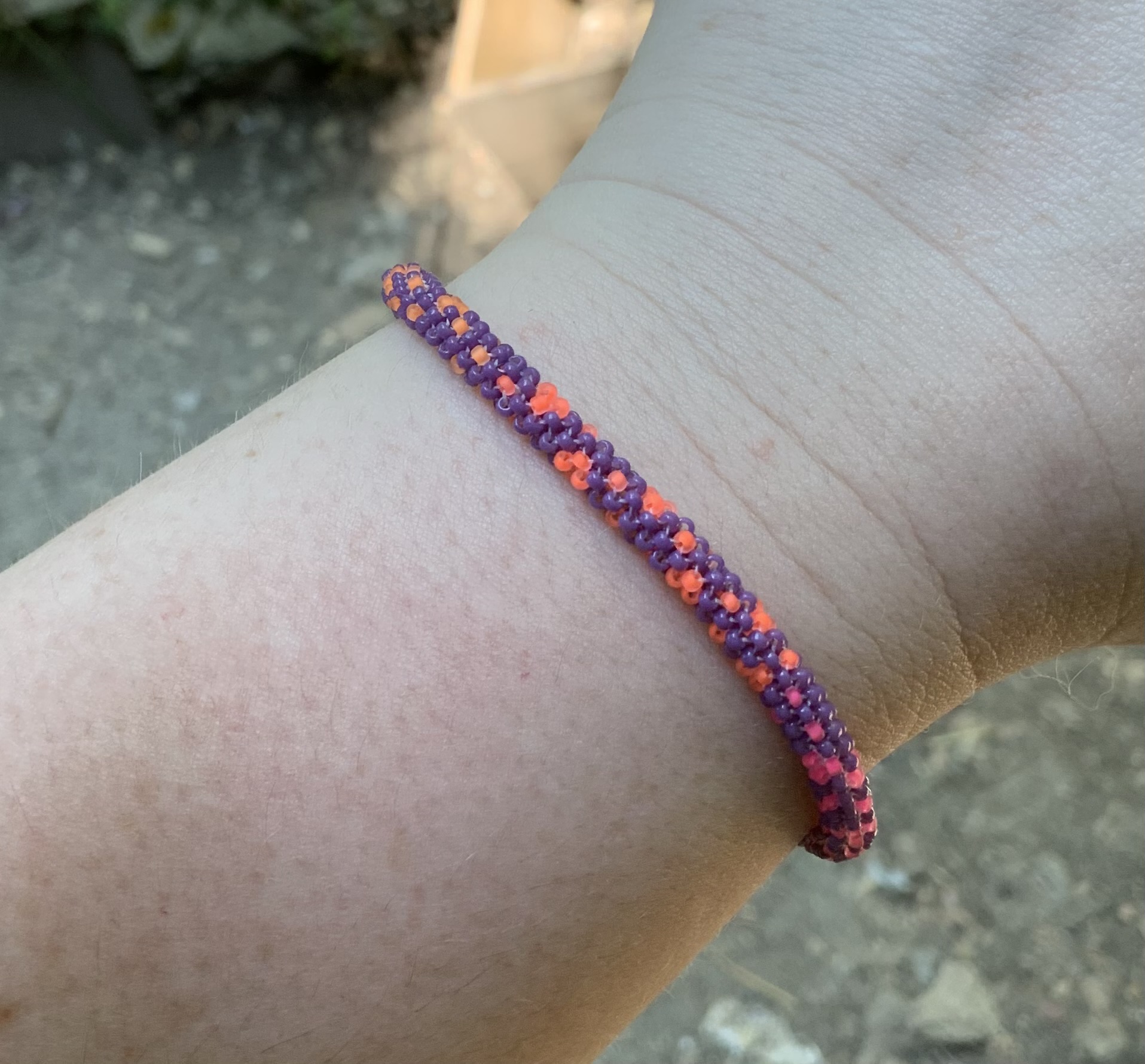 Purple rainbow sprinkle beaded bracelet 