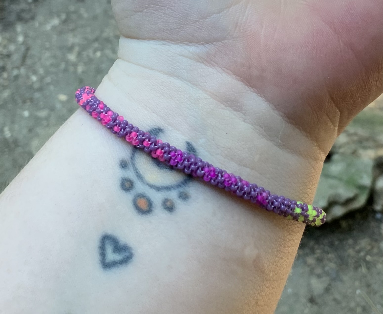 Purple rainbow sprinkle beaded bracelet 