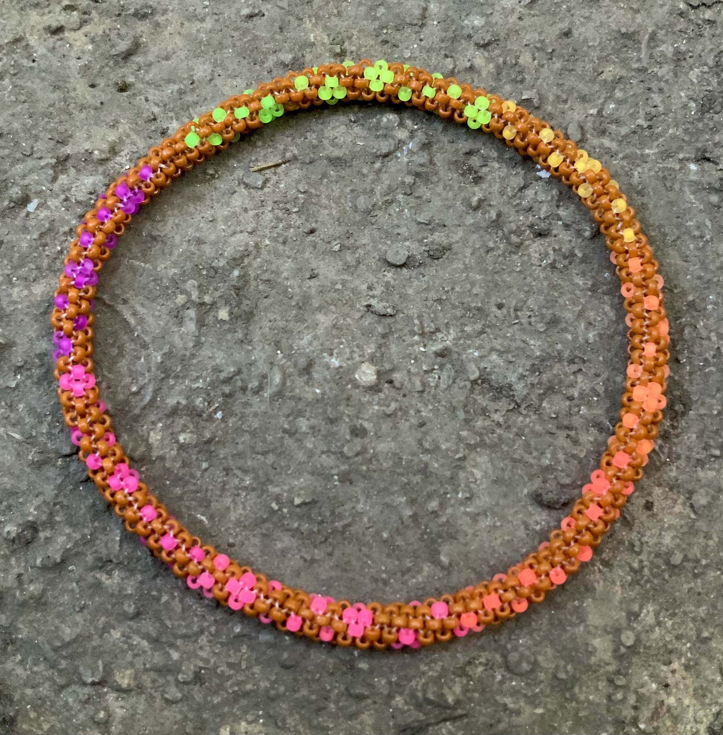 Earthy rainbow glow beaded bracelet 