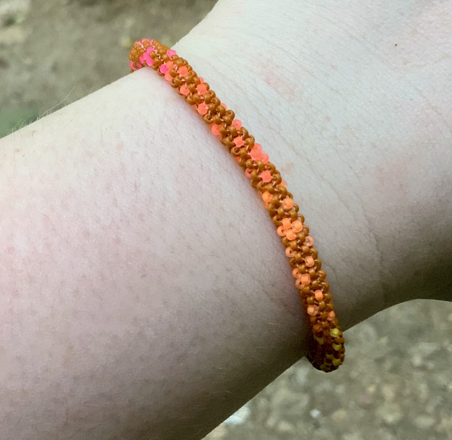 Earthy rainbow glow beaded bracelet 