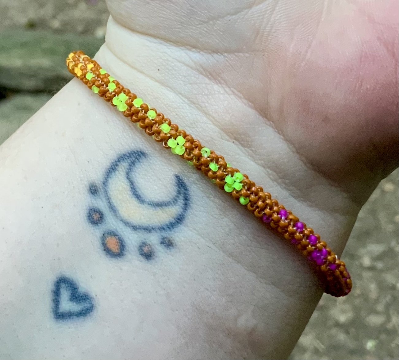 Earthy rainbow glow beaded bracelet 