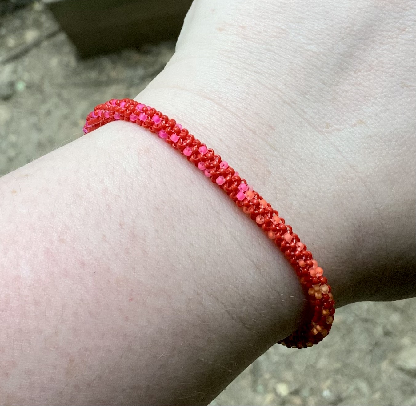 Red rainbow ombre beaded bracelet 
