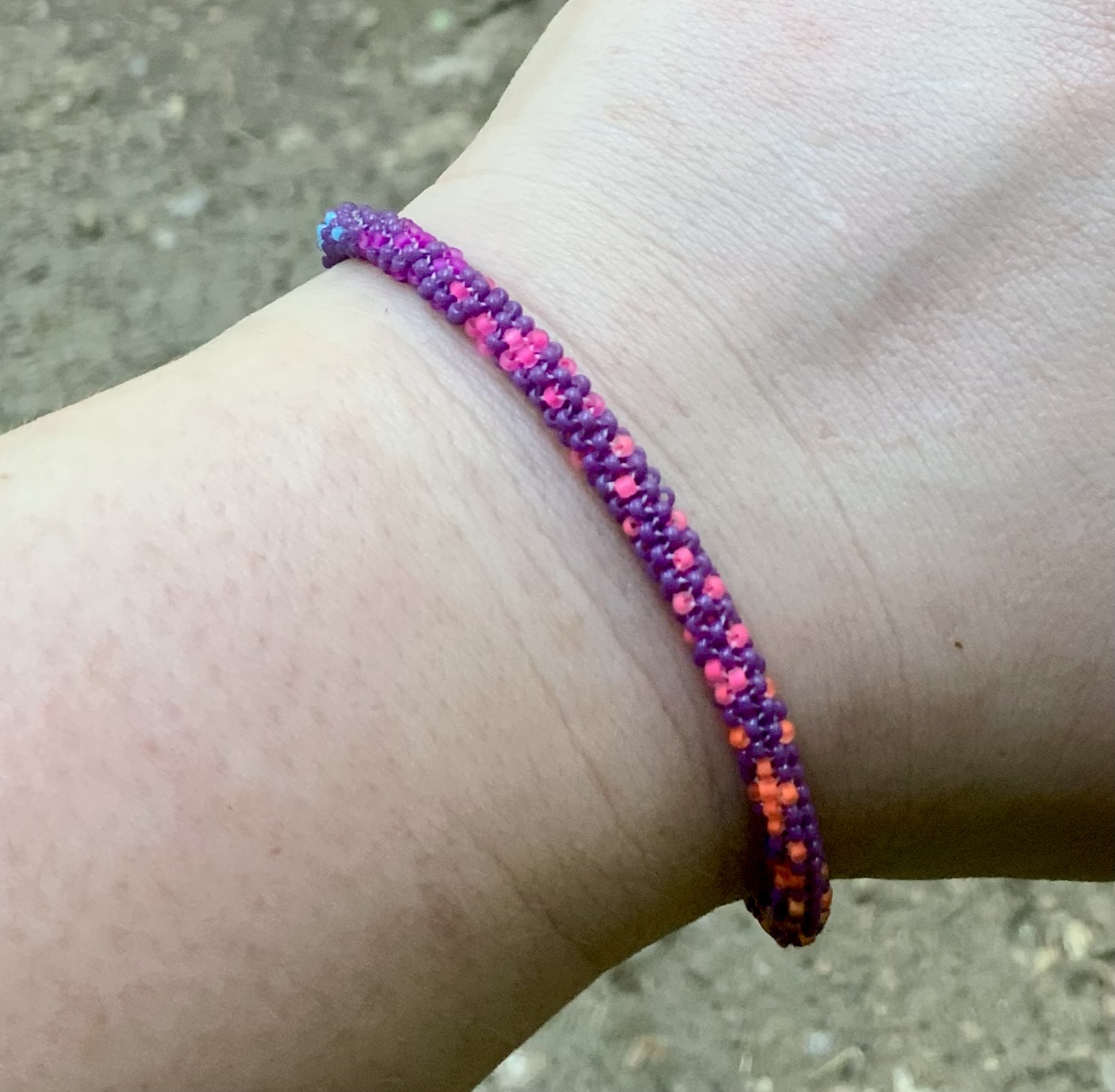 Purple rainbow ombré beaded bracelet