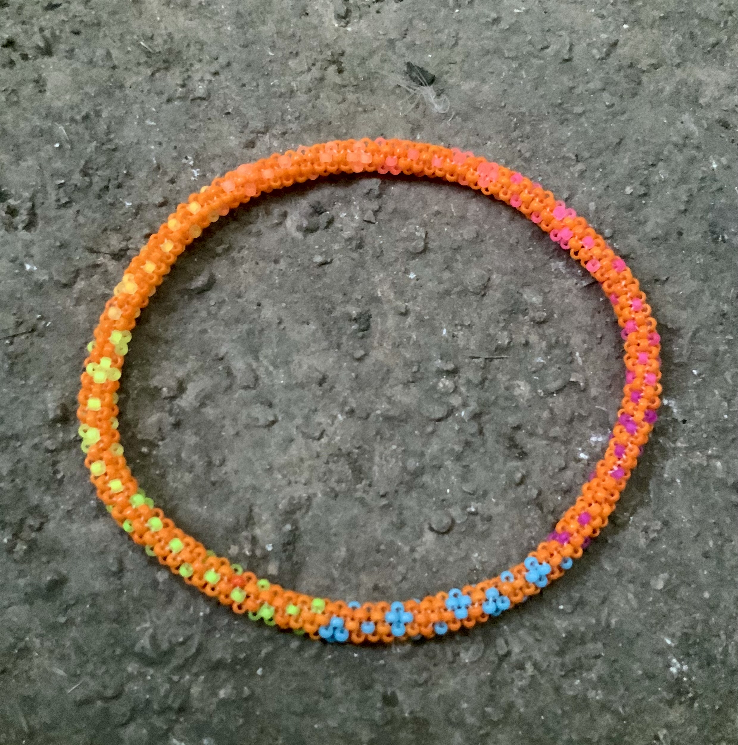 Orange rainbow ombré beaded bracelet