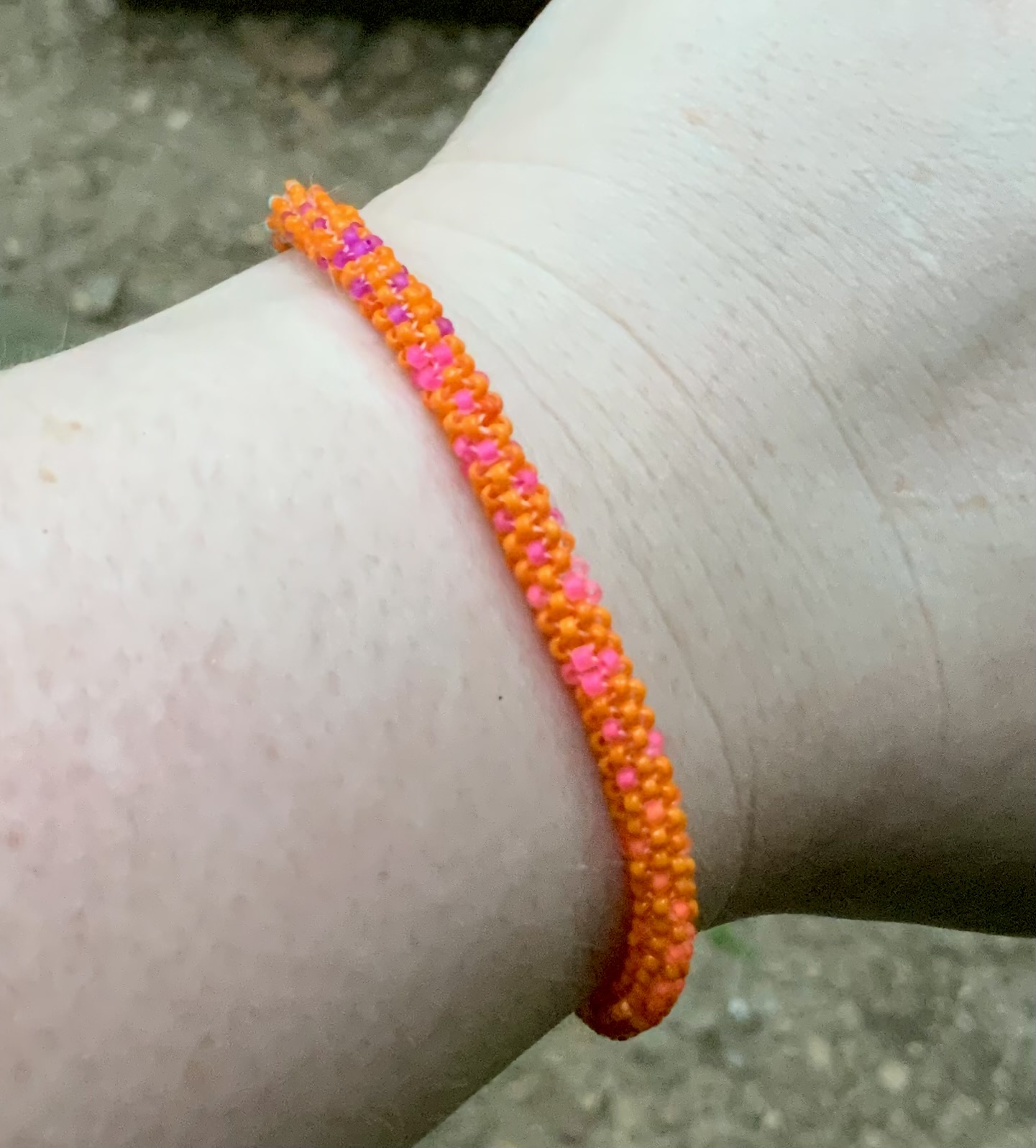 Orange rainbow ombré beaded bracelet