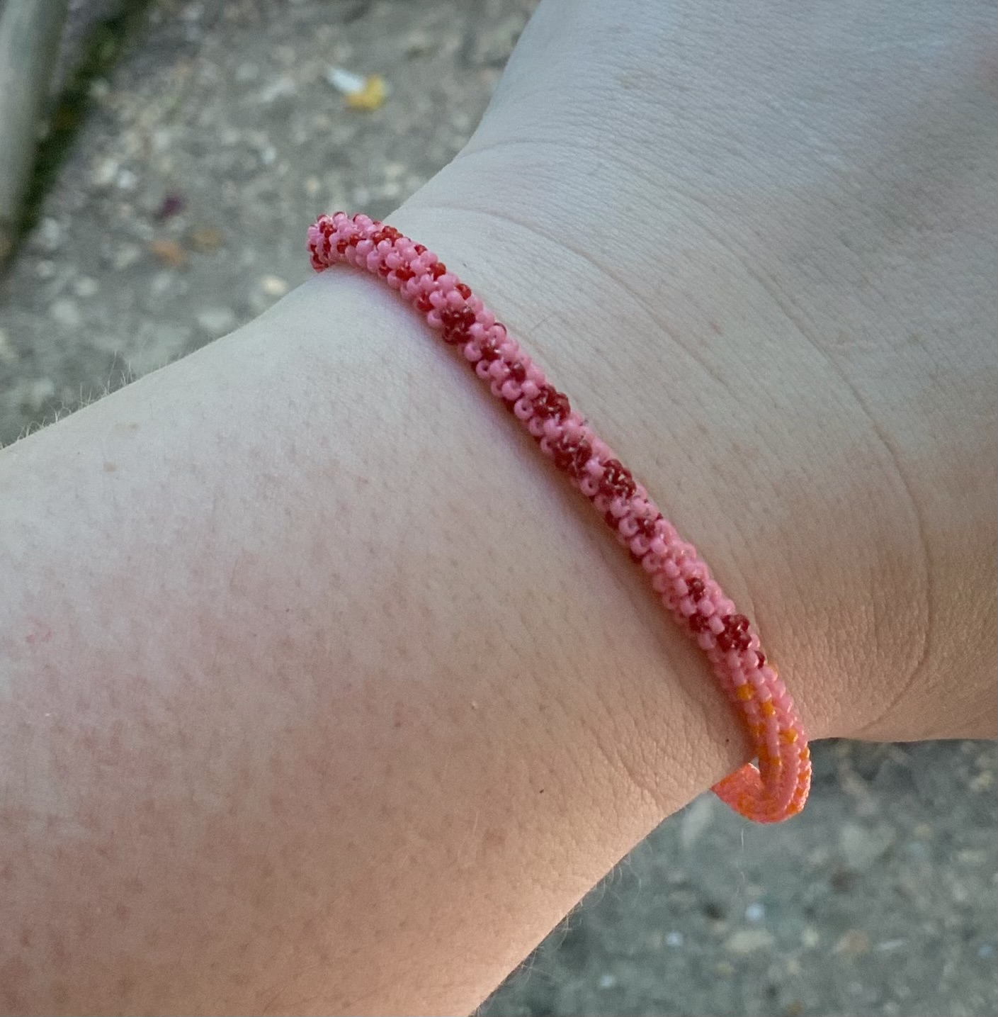 Pink fire beaded bracelet
