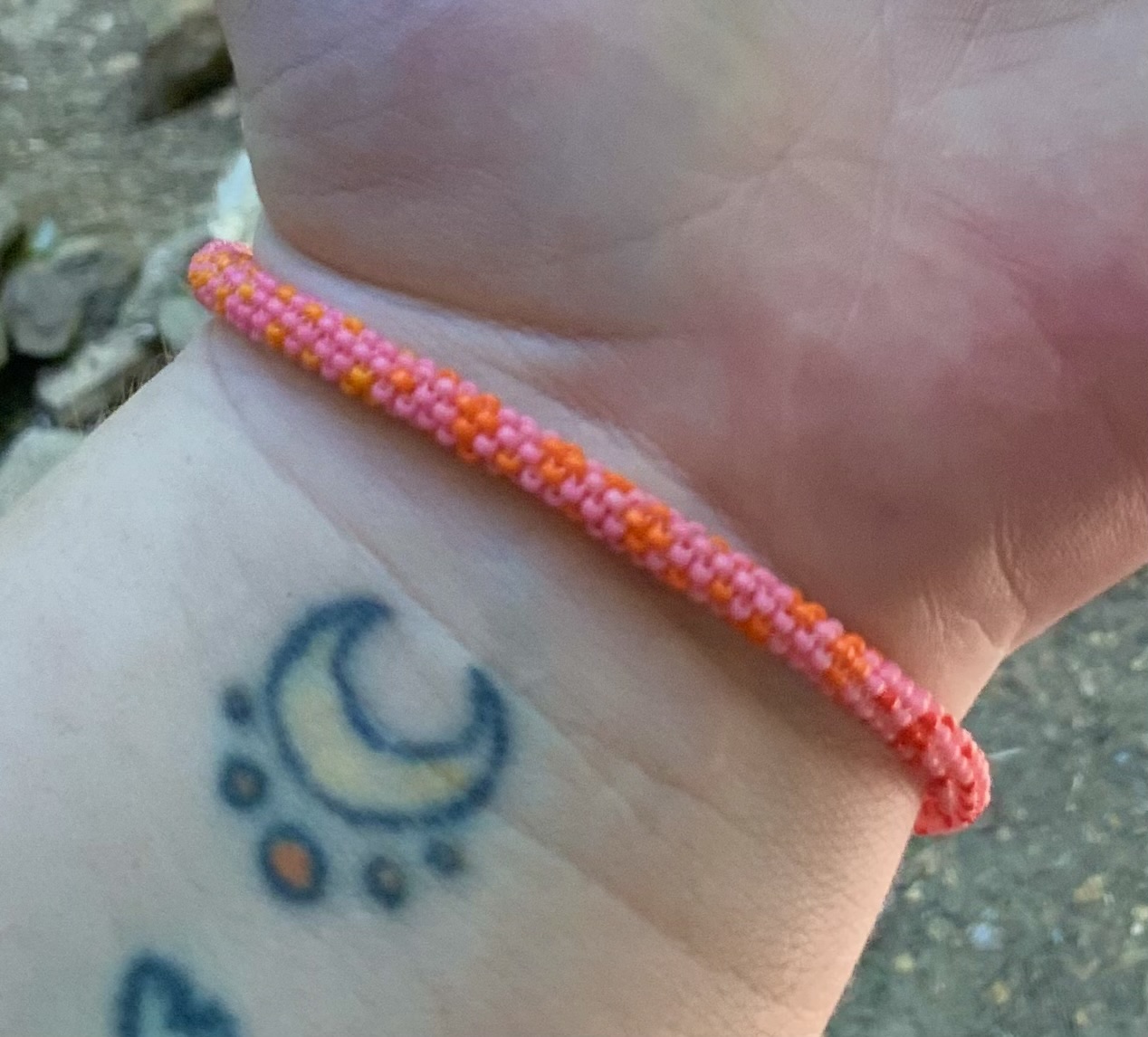 Pink fire beaded bracelet