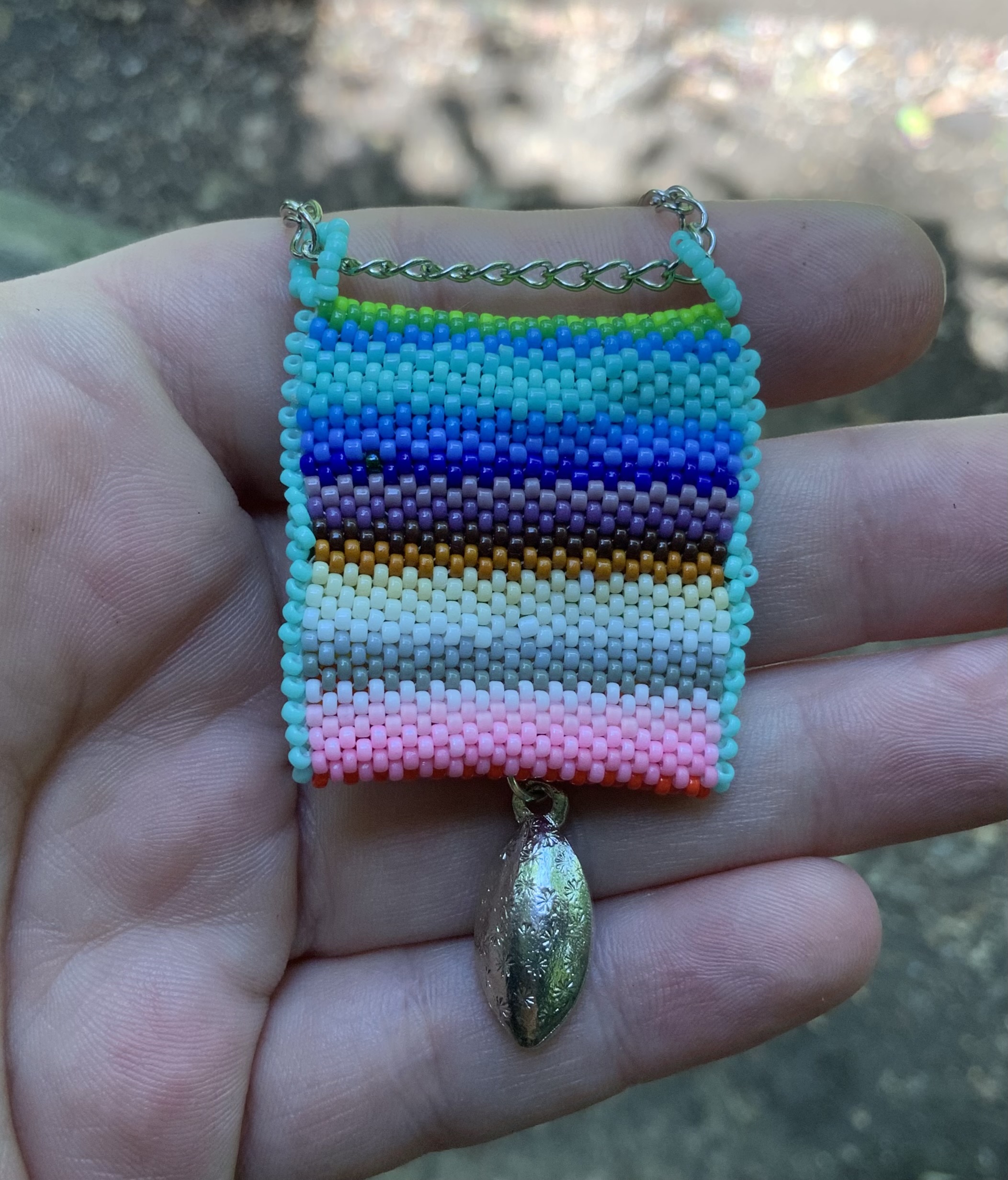 Rainbow beaded neck pouch