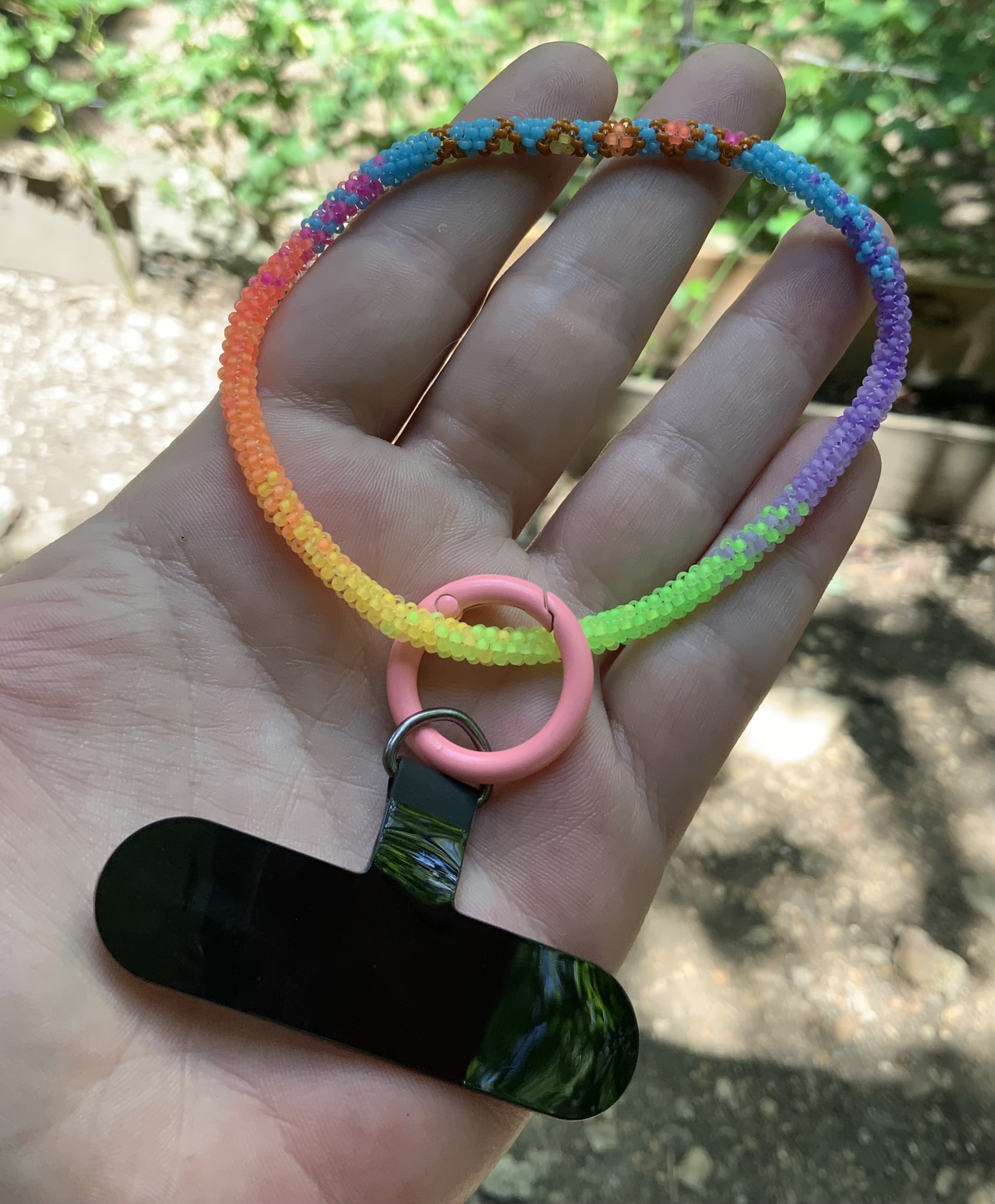 Rainbow diamond ombré phone beaded wristlet