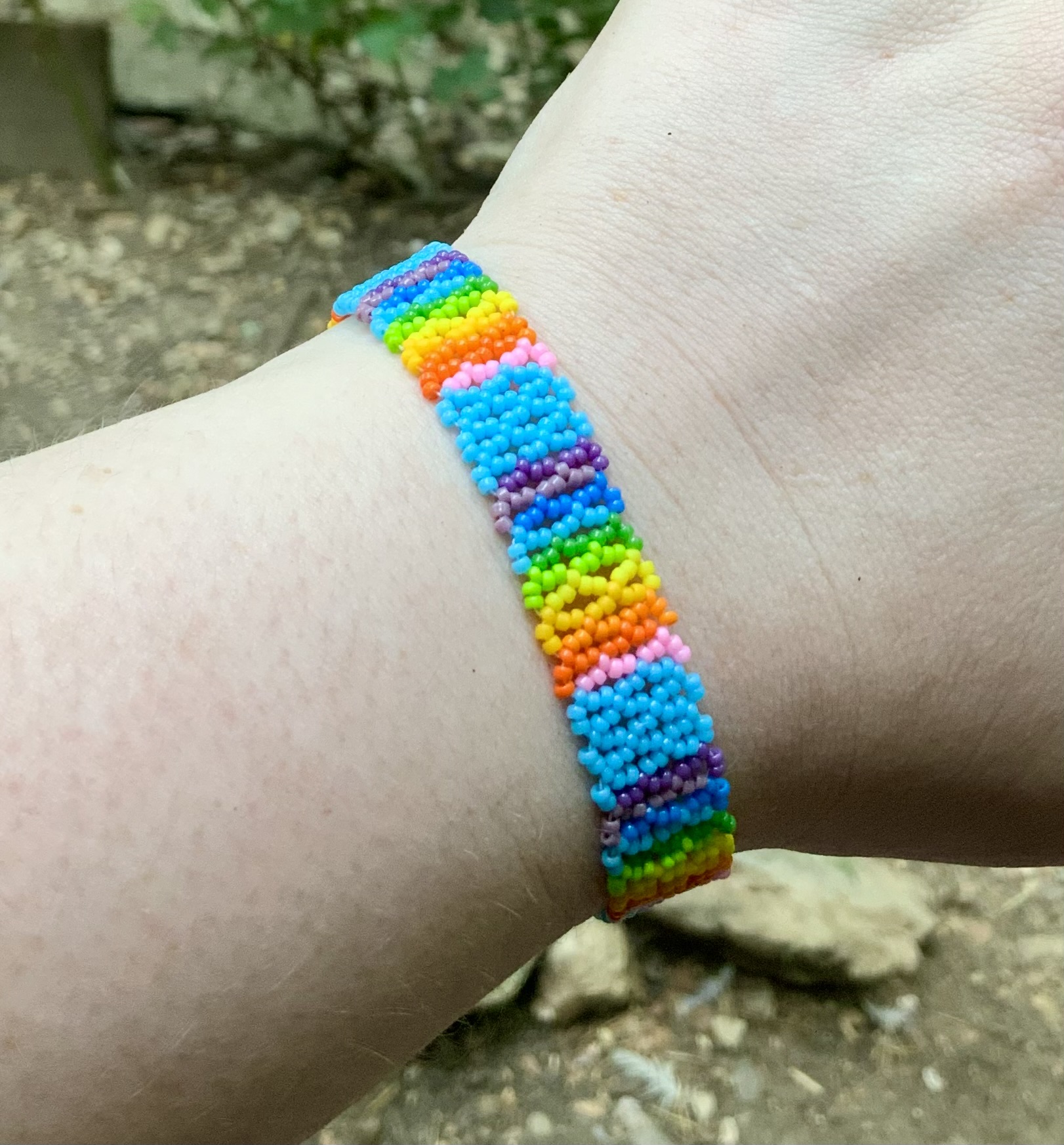 Blue skies and rainbows beaded bracelet 
