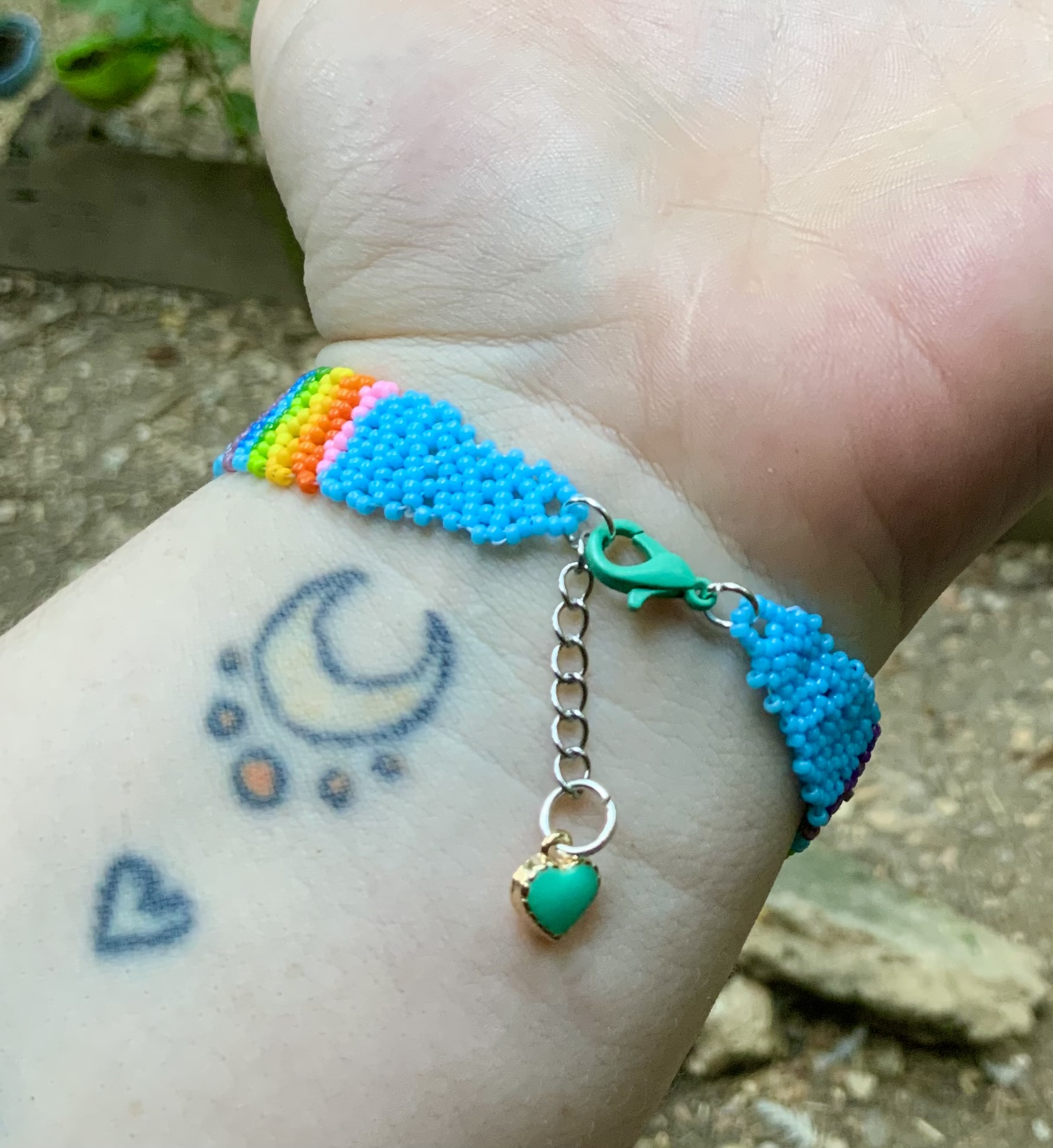 Blue skies and rainbows beaded bracelet 