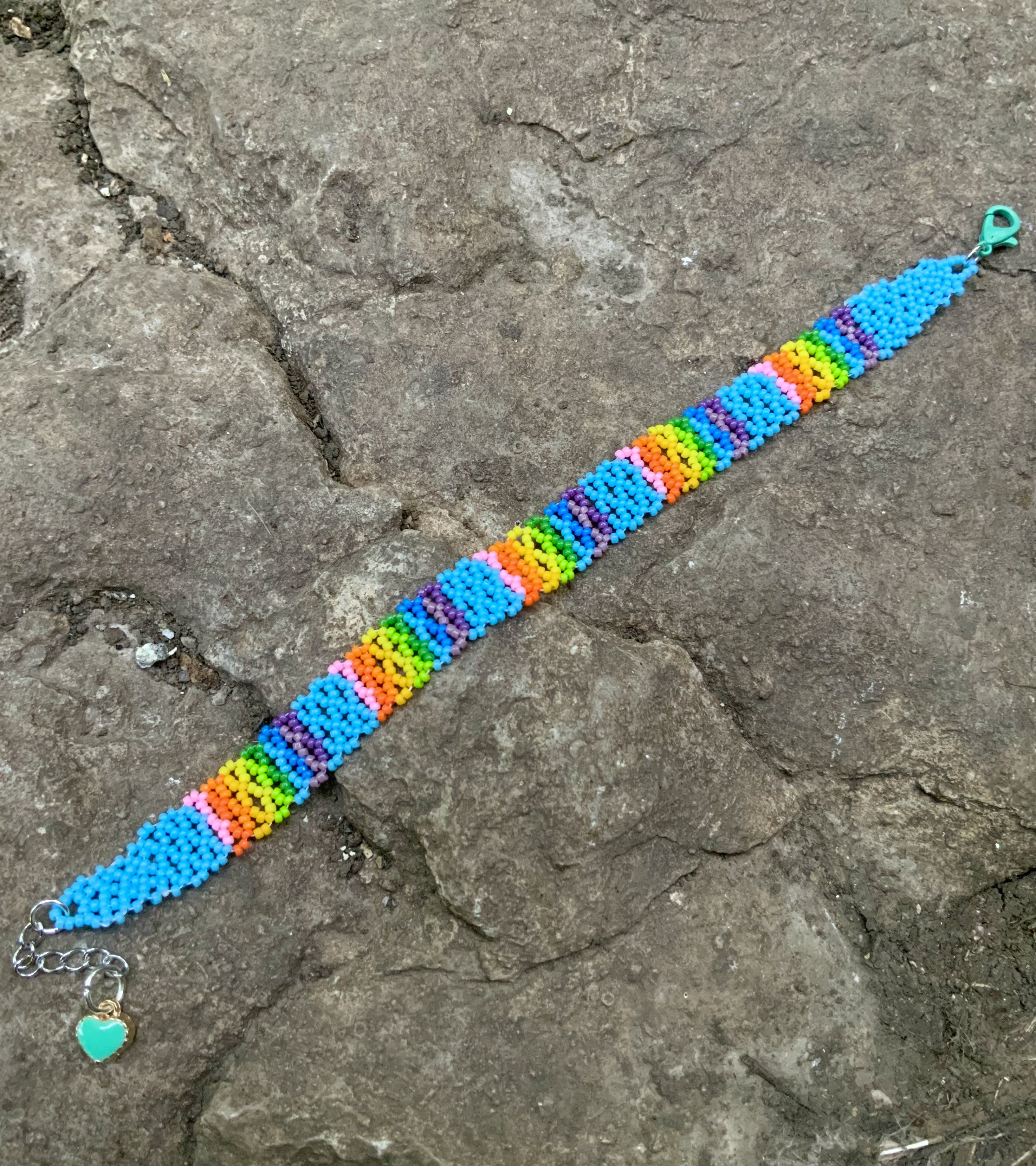 Blue skies and rainbows beaded bracelet 