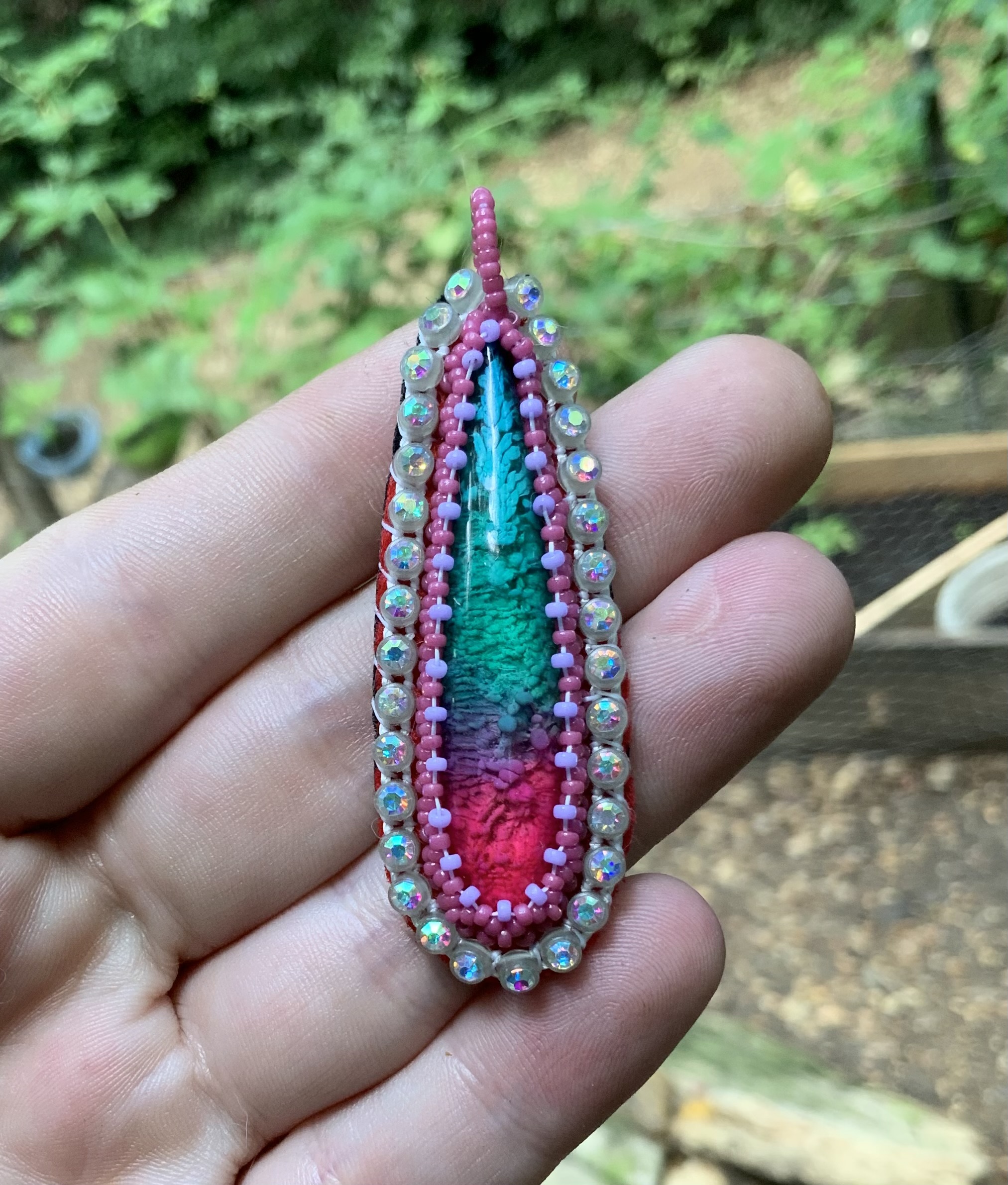 Lilac lava beaded pendant