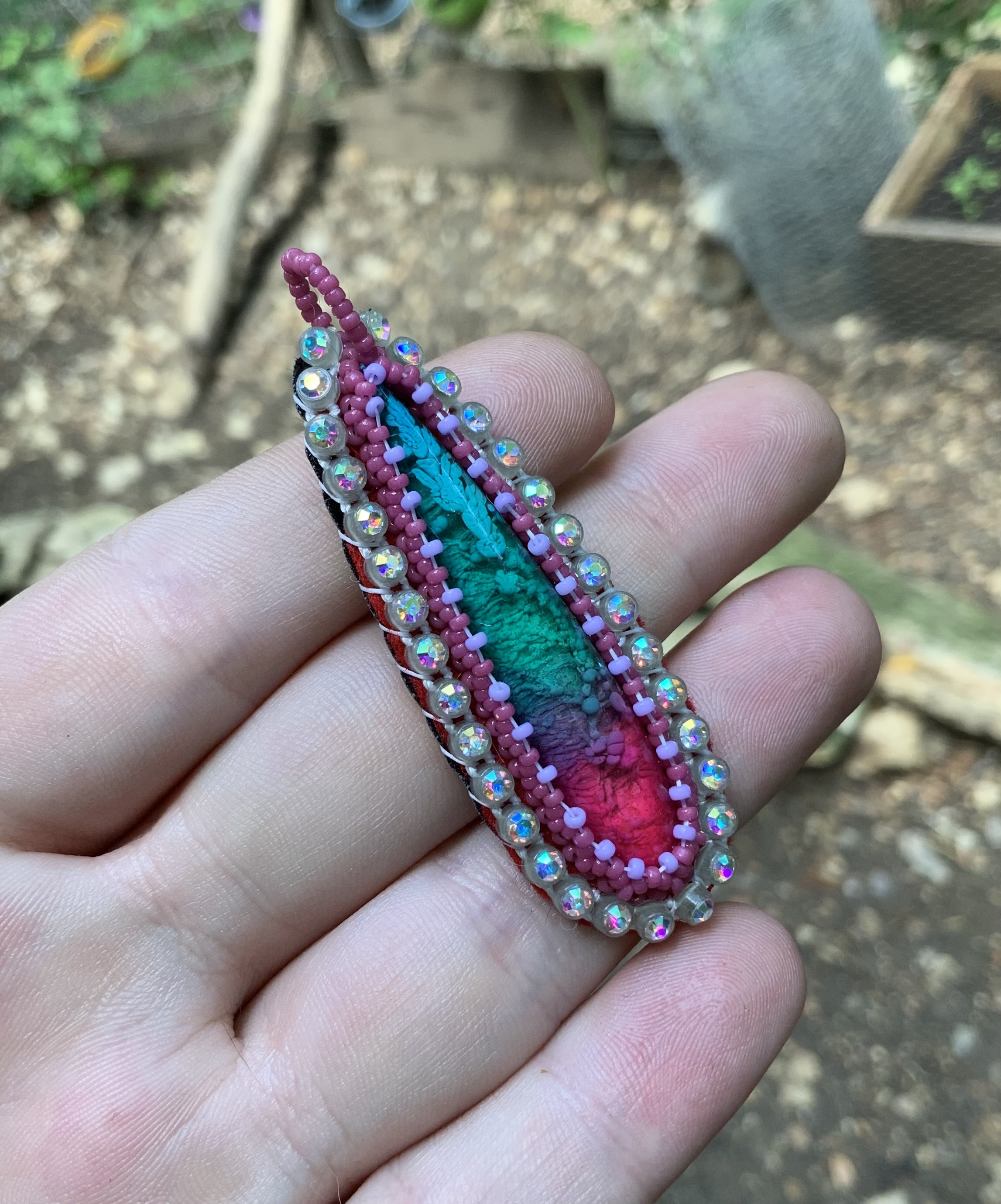 Lilac lava beaded pendant